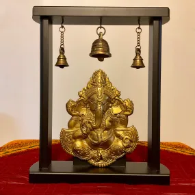 13 Inches Lord Ganesh Brass Idol With Bell Temple Decor - Ganpati Decorative Statue for Home Decor - Housewarming Gift