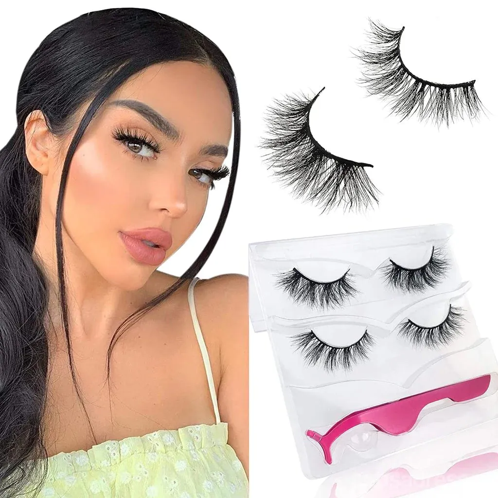 3D Mink Eyelashes, 1 Pair Fake Eyelashes Natural Mink Lashes