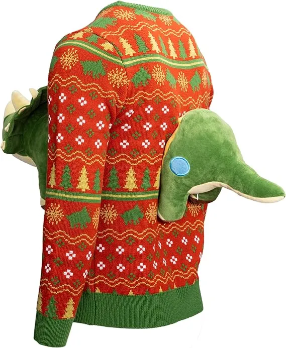 3D Triceritops Dinosaur Ugly Christmas Sweater