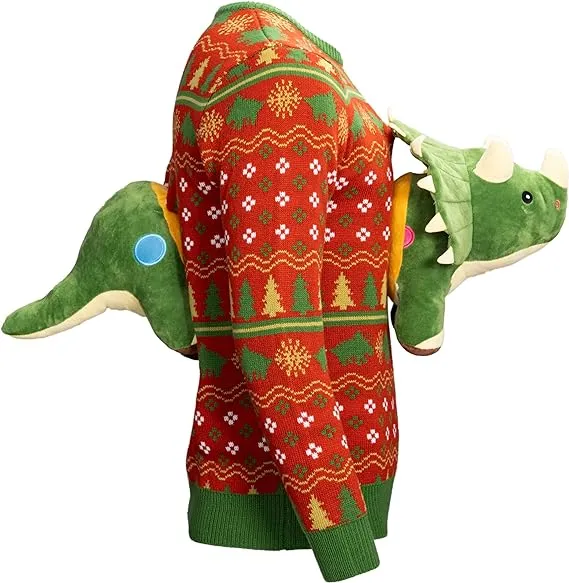 3D Triceritops Dinosaur Ugly Christmas Sweater