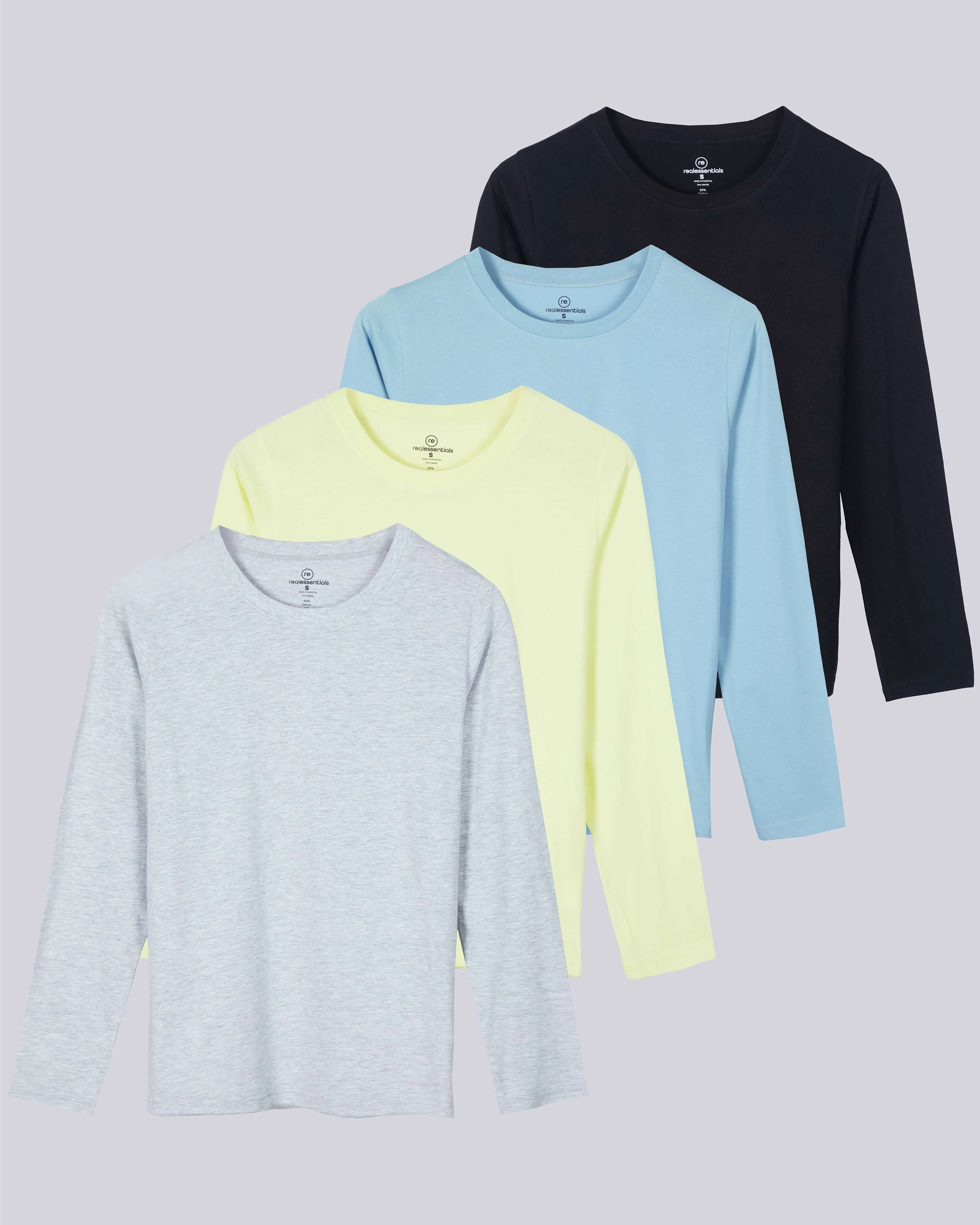 4 Pack: Women's Long-Sleeve Crewneck T-Shirt (Available in Plus Size)