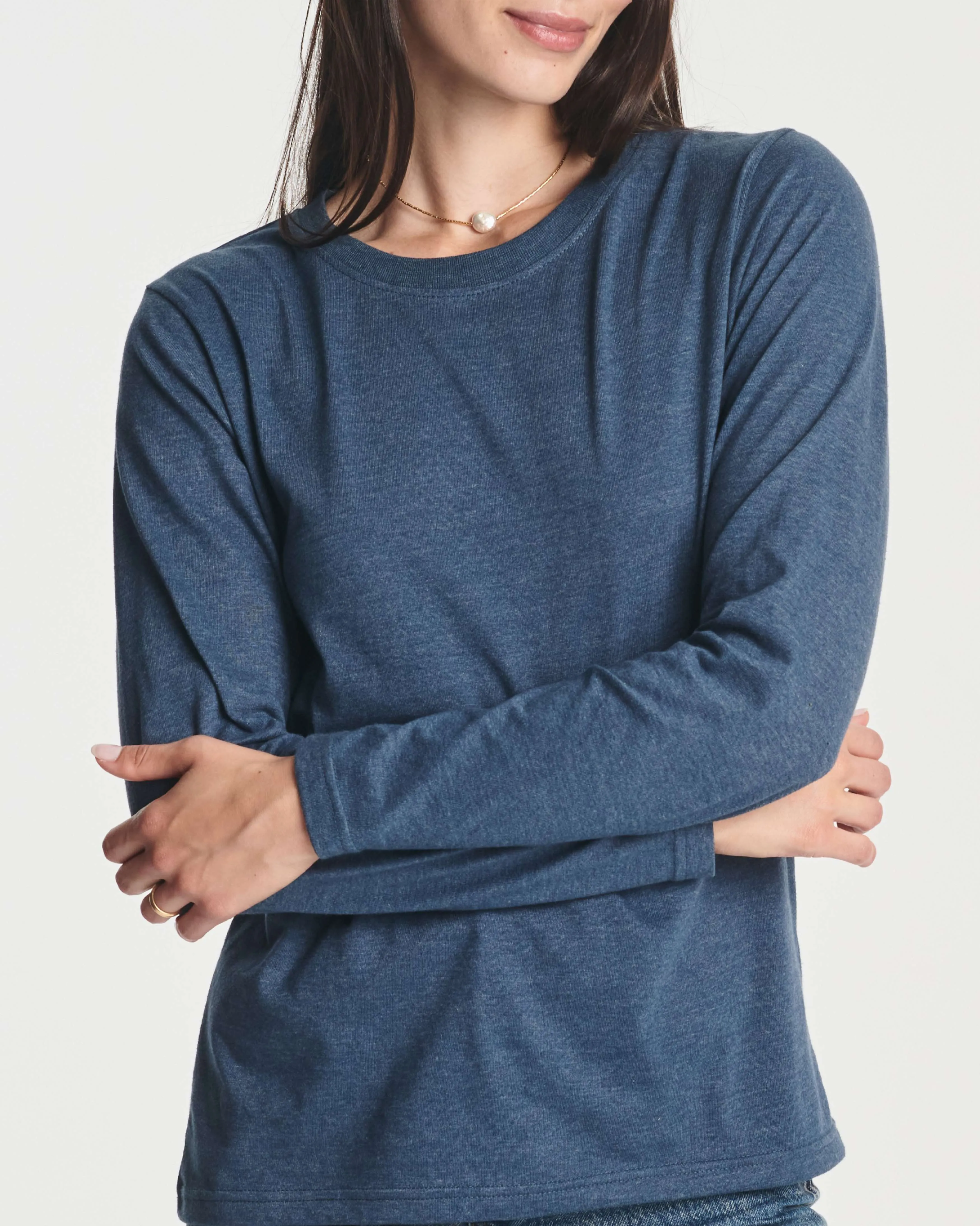 4 Pack: Women's Long-Sleeve Crewneck T-Shirt (Available in Plus Size)