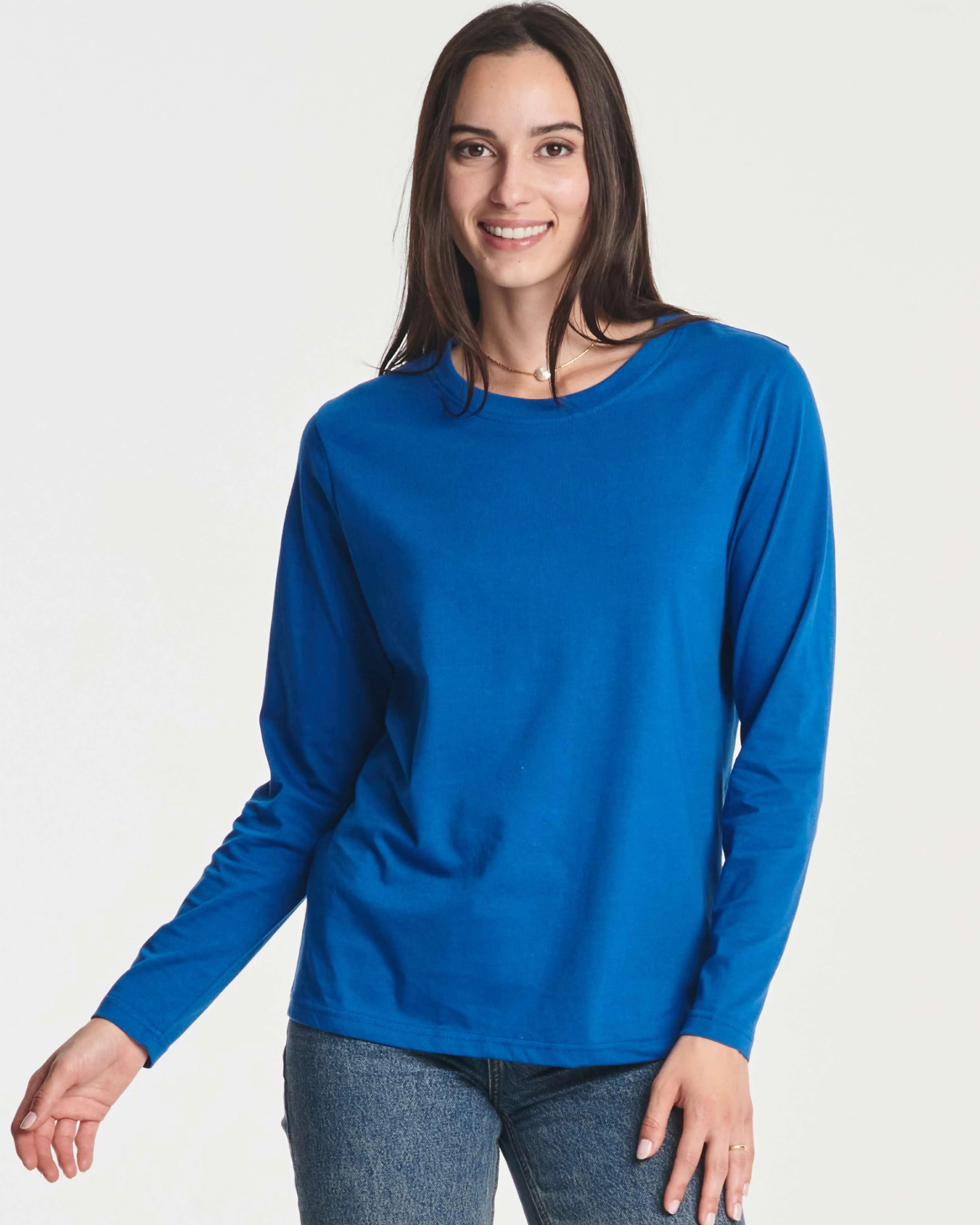 4 Pack: Women's Long-Sleeve Crewneck T-Shirt (Available in Plus Size)