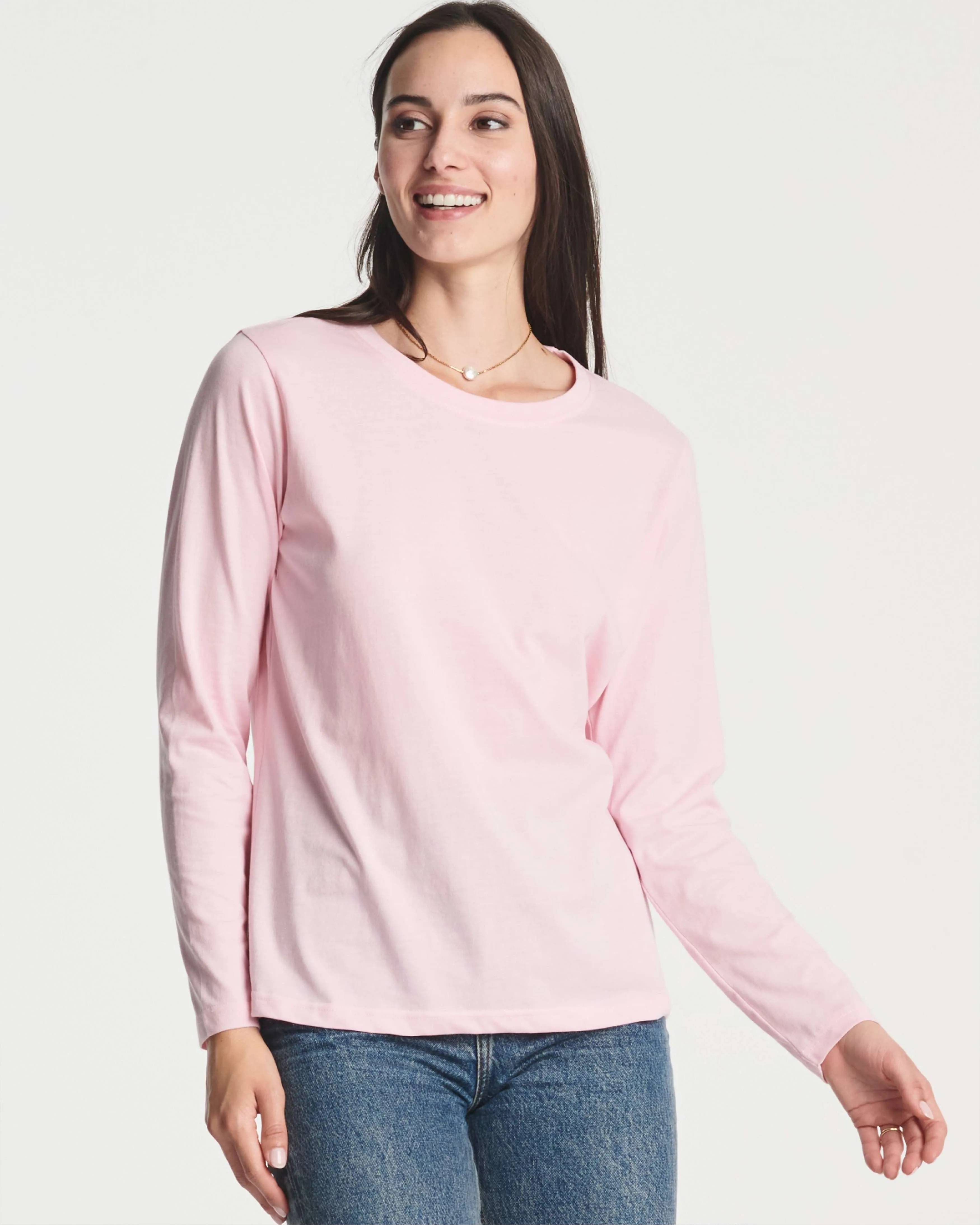 4 Pack: Women's Long-Sleeve Crewneck T-Shirt (Available in Plus Size)