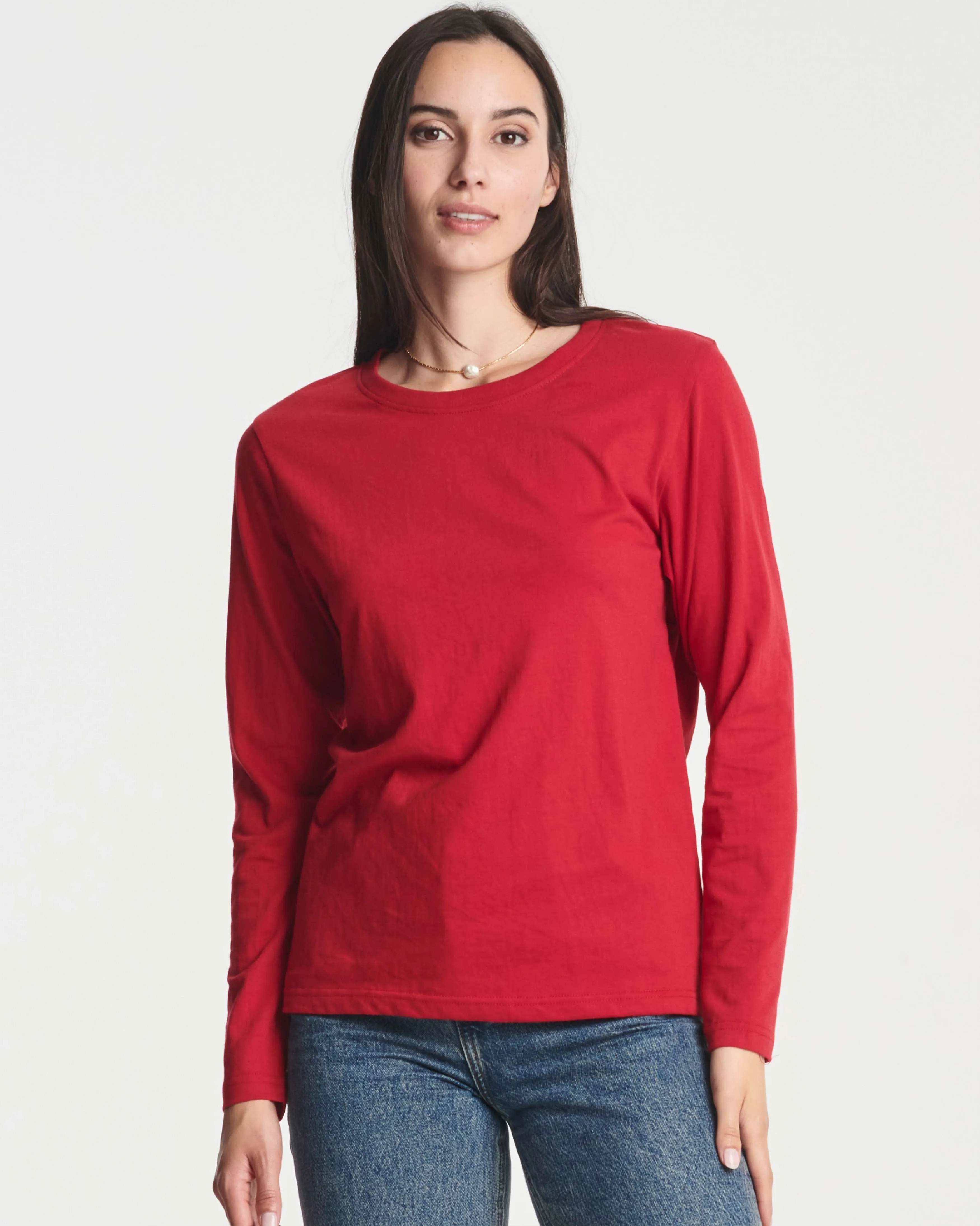 4 Pack: Women's Long-Sleeve Crewneck T-Shirt (Available in Plus Size)