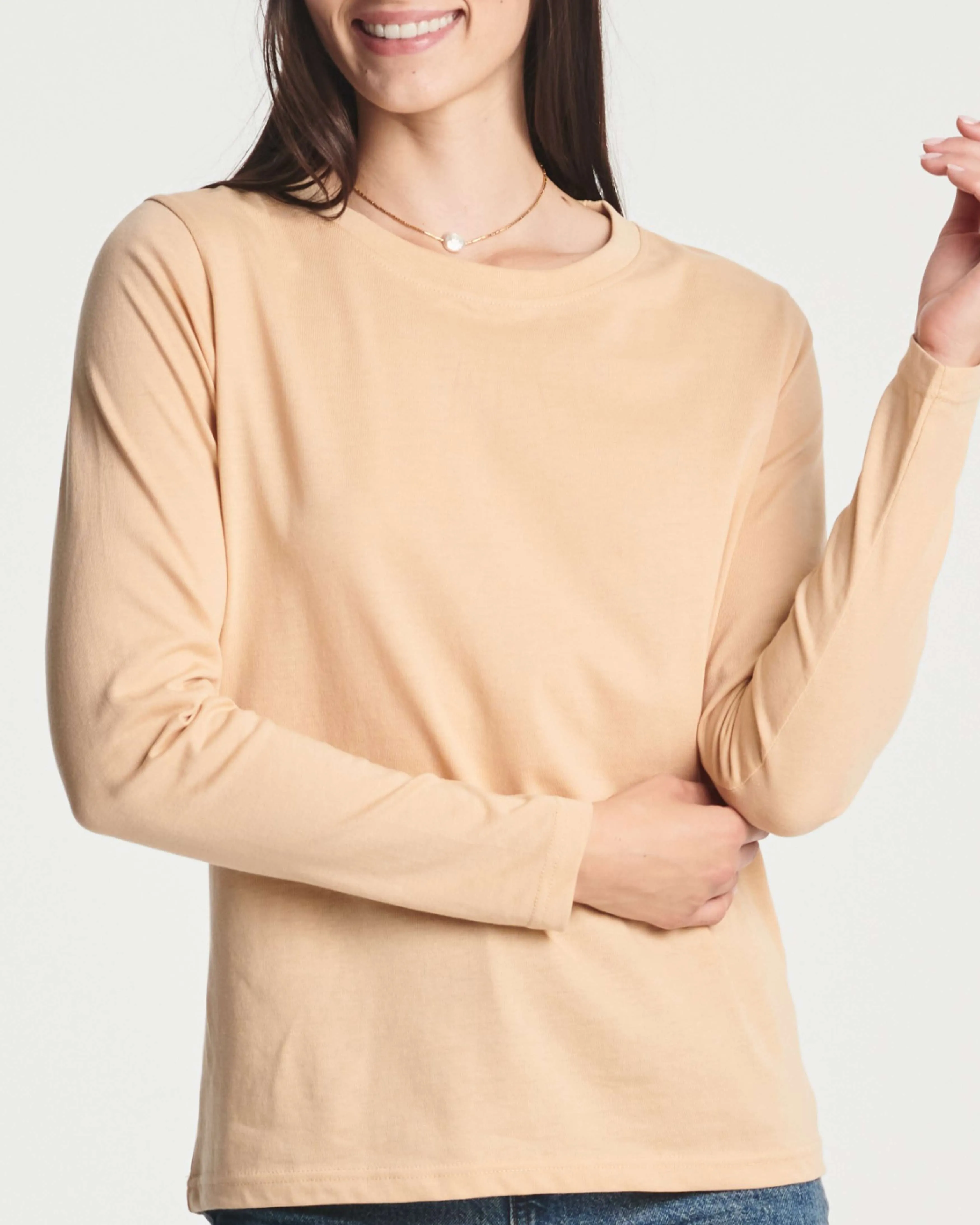 4 Pack: Women's Long-Sleeve Crewneck T-Shirt (Available in Plus Size)