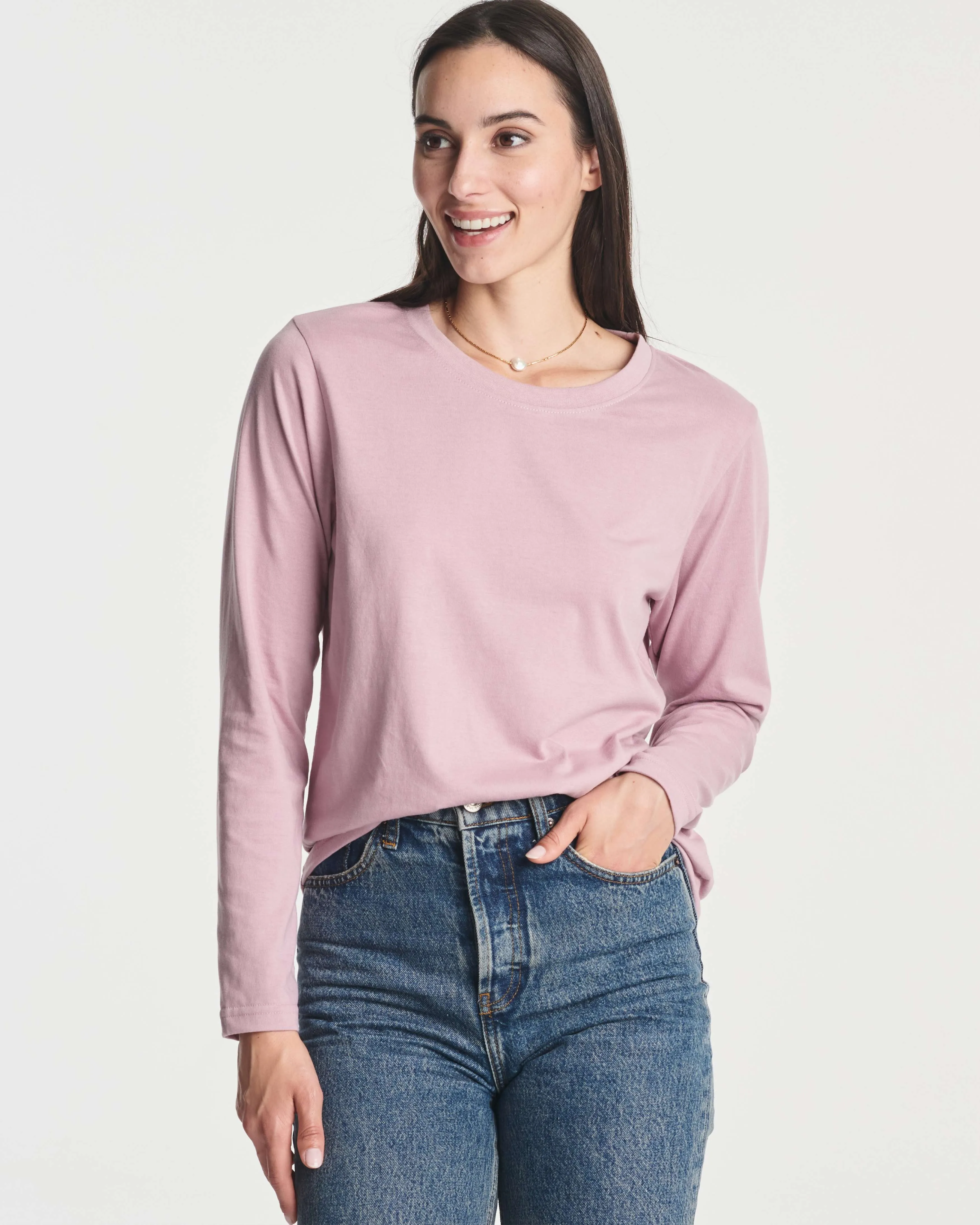 4 Pack: Women's Long-Sleeve Crewneck T-Shirt (Available in Plus Size)