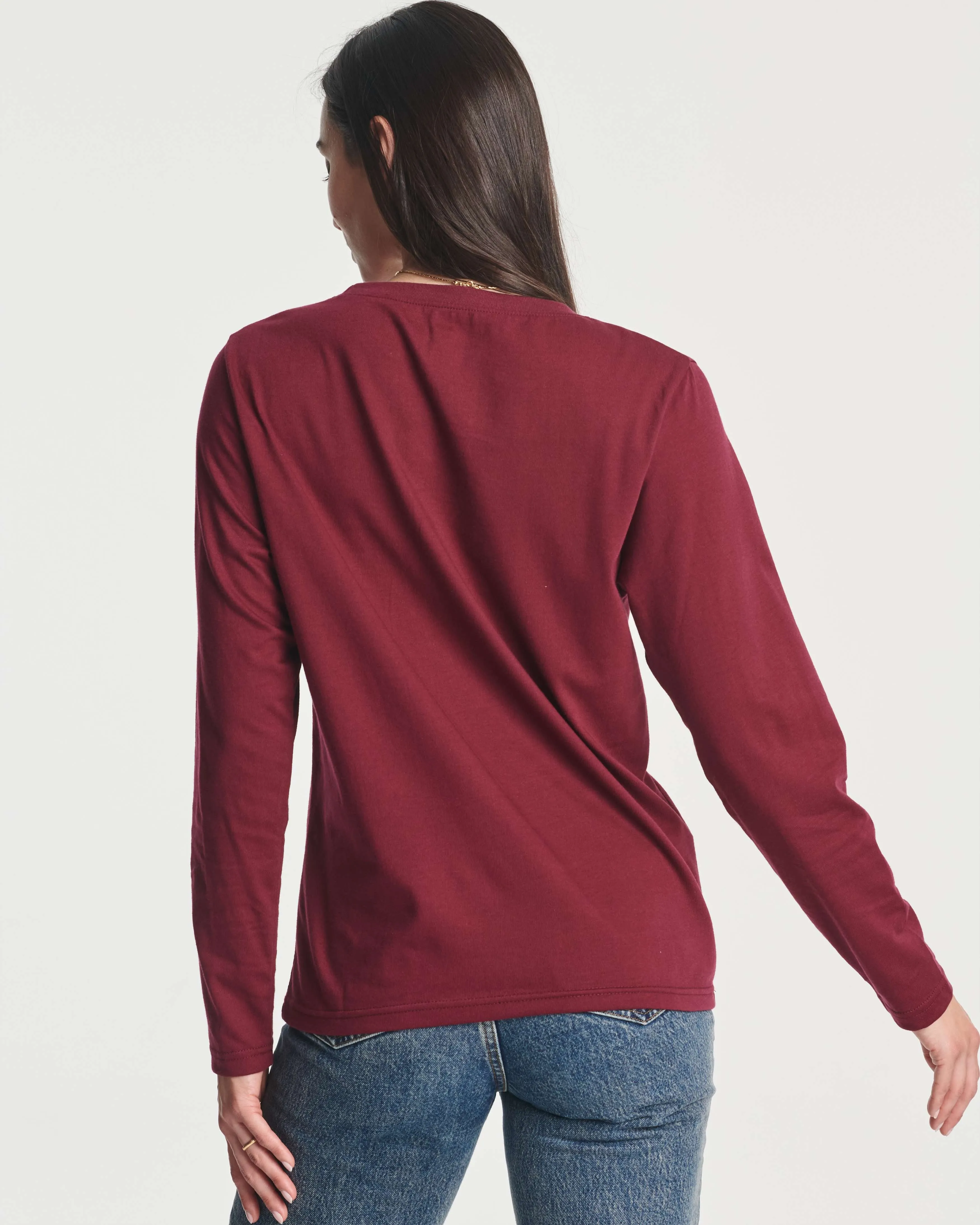 4 Pack: Women's Long-Sleeve Crewneck T-Shirt (Available in Plus Size)