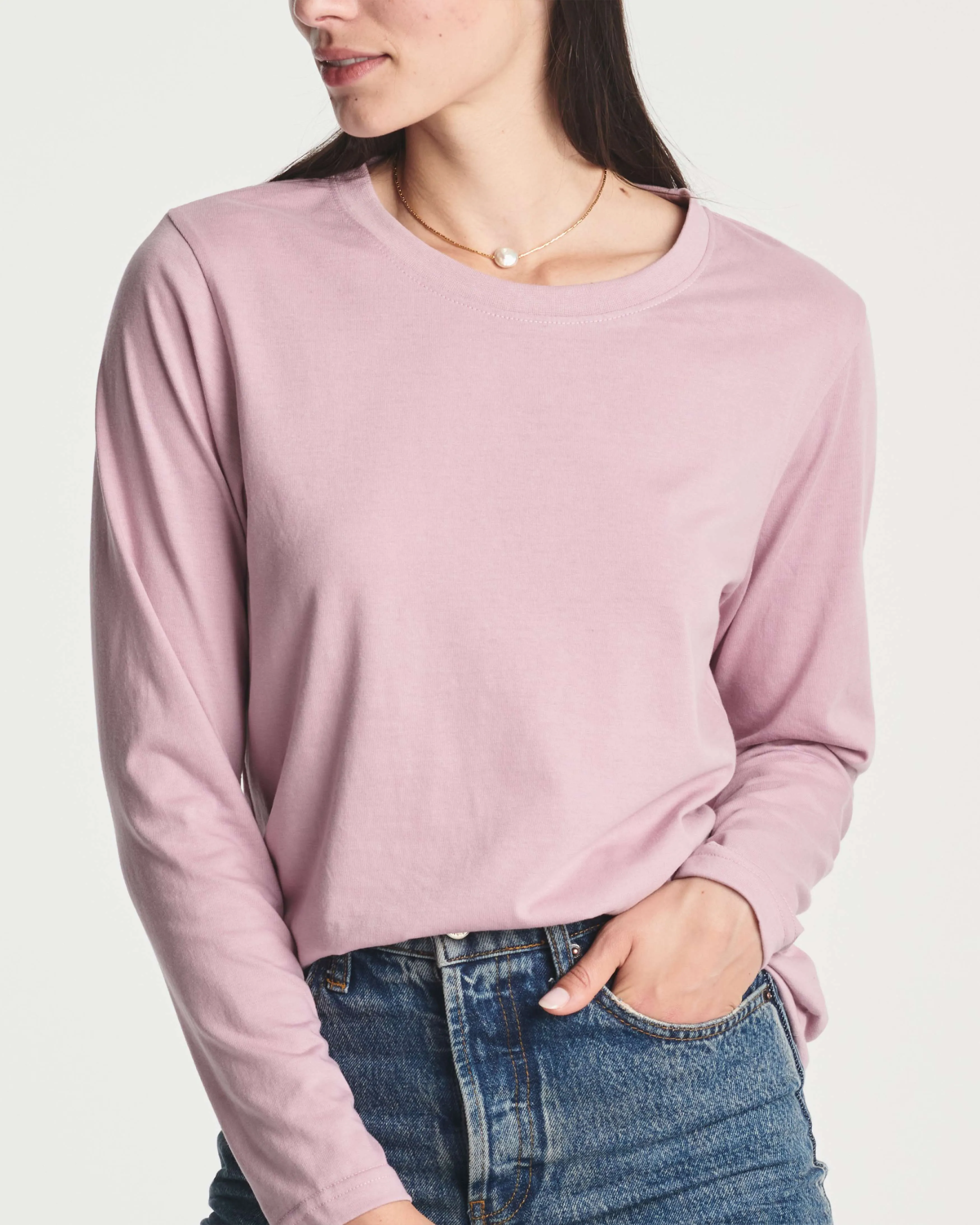 4 Pack: Women's Long-Sleeve Crewneck T-Shirt (Available in Plus Size)