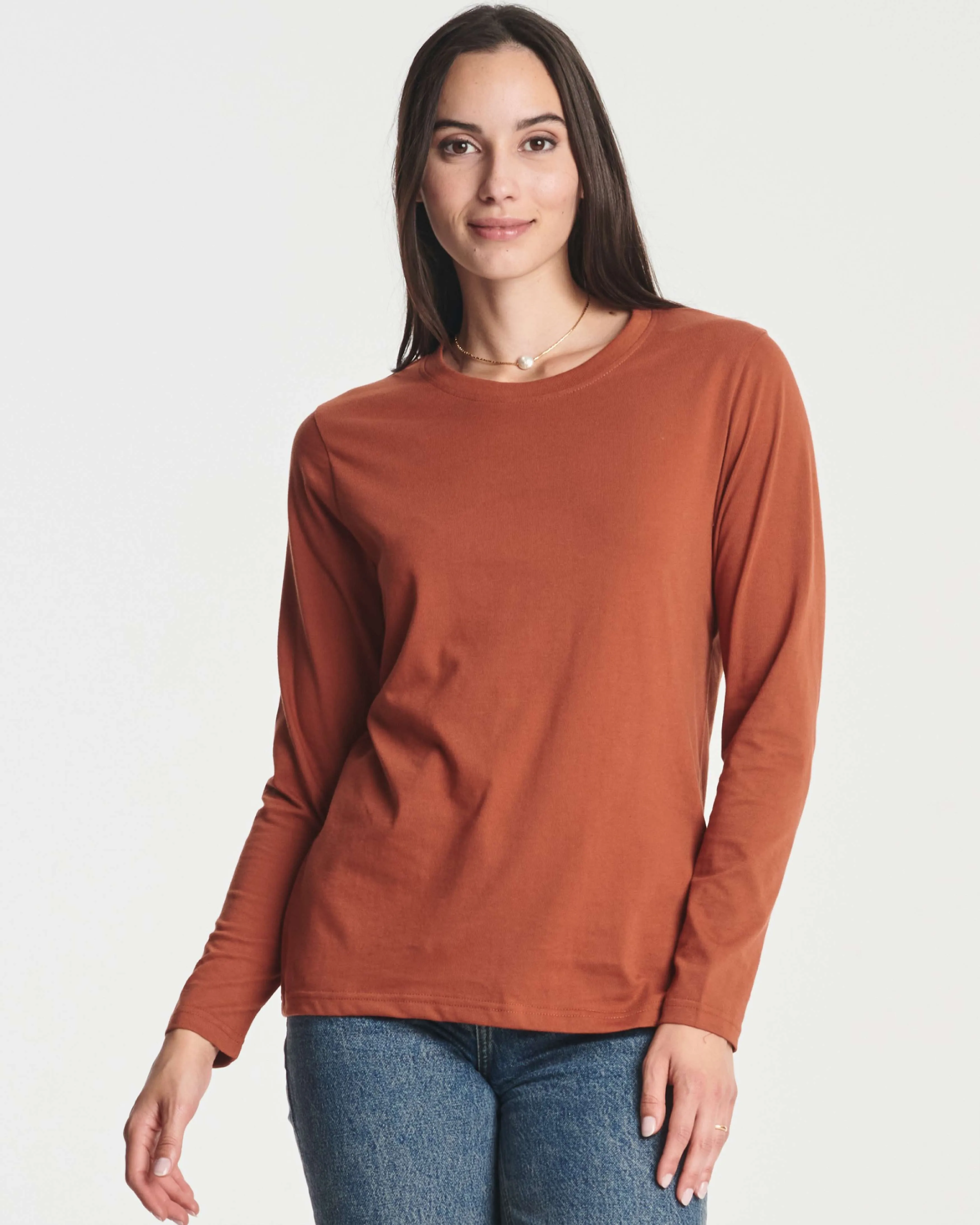 4 Pack: Women's Long-Sleeve Crewneck T-Shirt (Available in Plus Size)