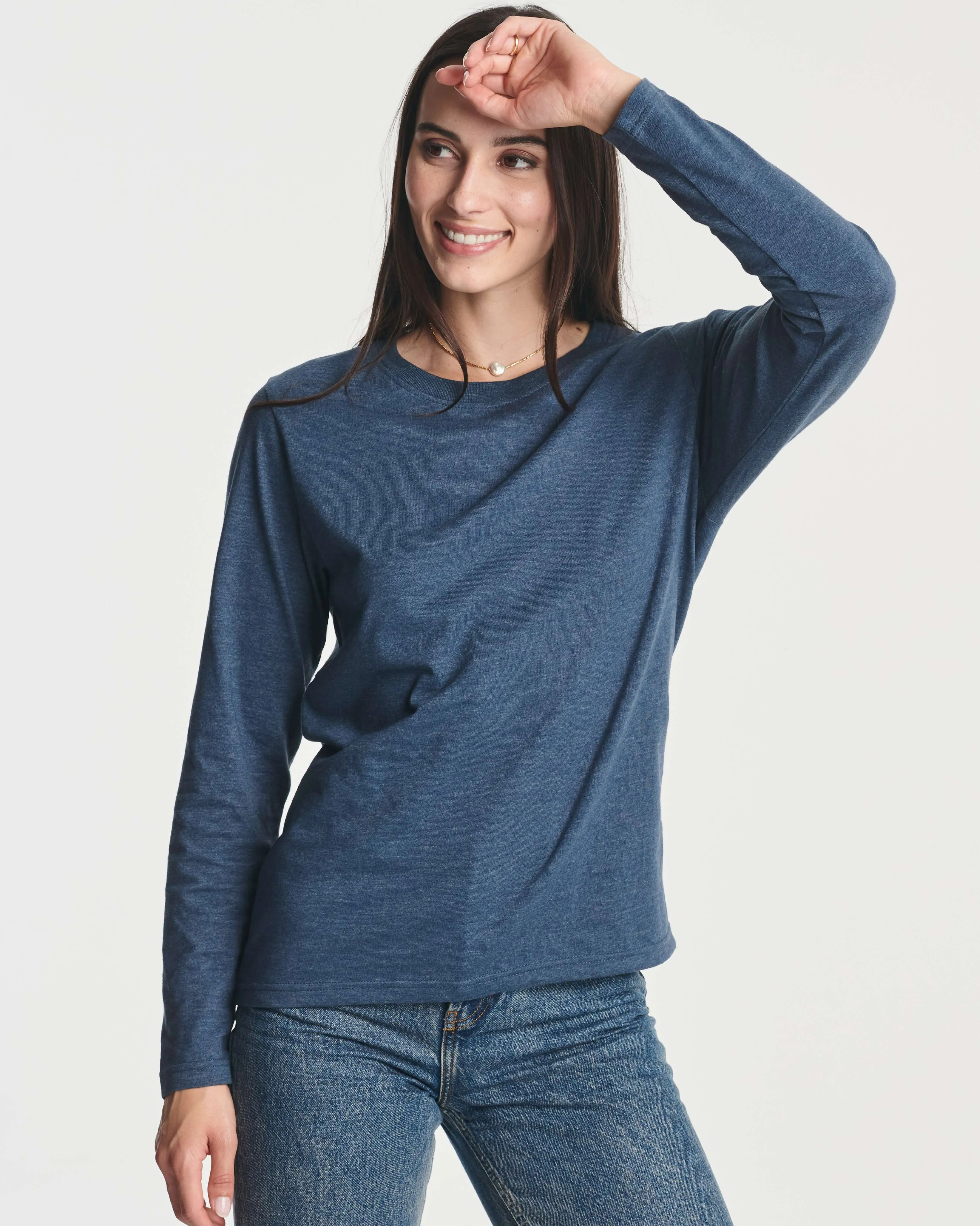 4 Pack: Women's Long-Sleeve Crewneck T-Shirt (Available in Plus Size)