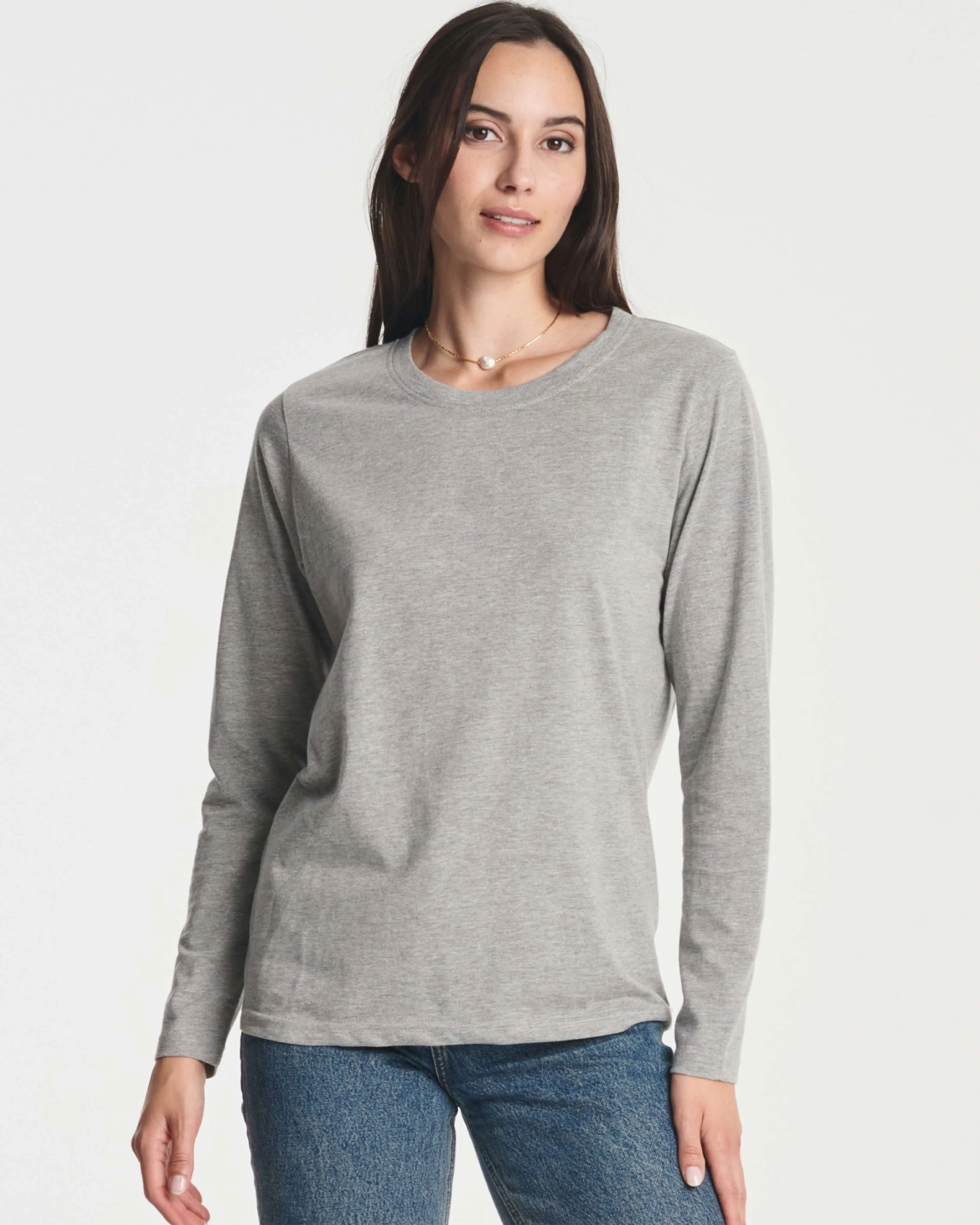 4 Pack: Women's Long-Sleeve Crewneck T-Shirt (Available in Plus Size)