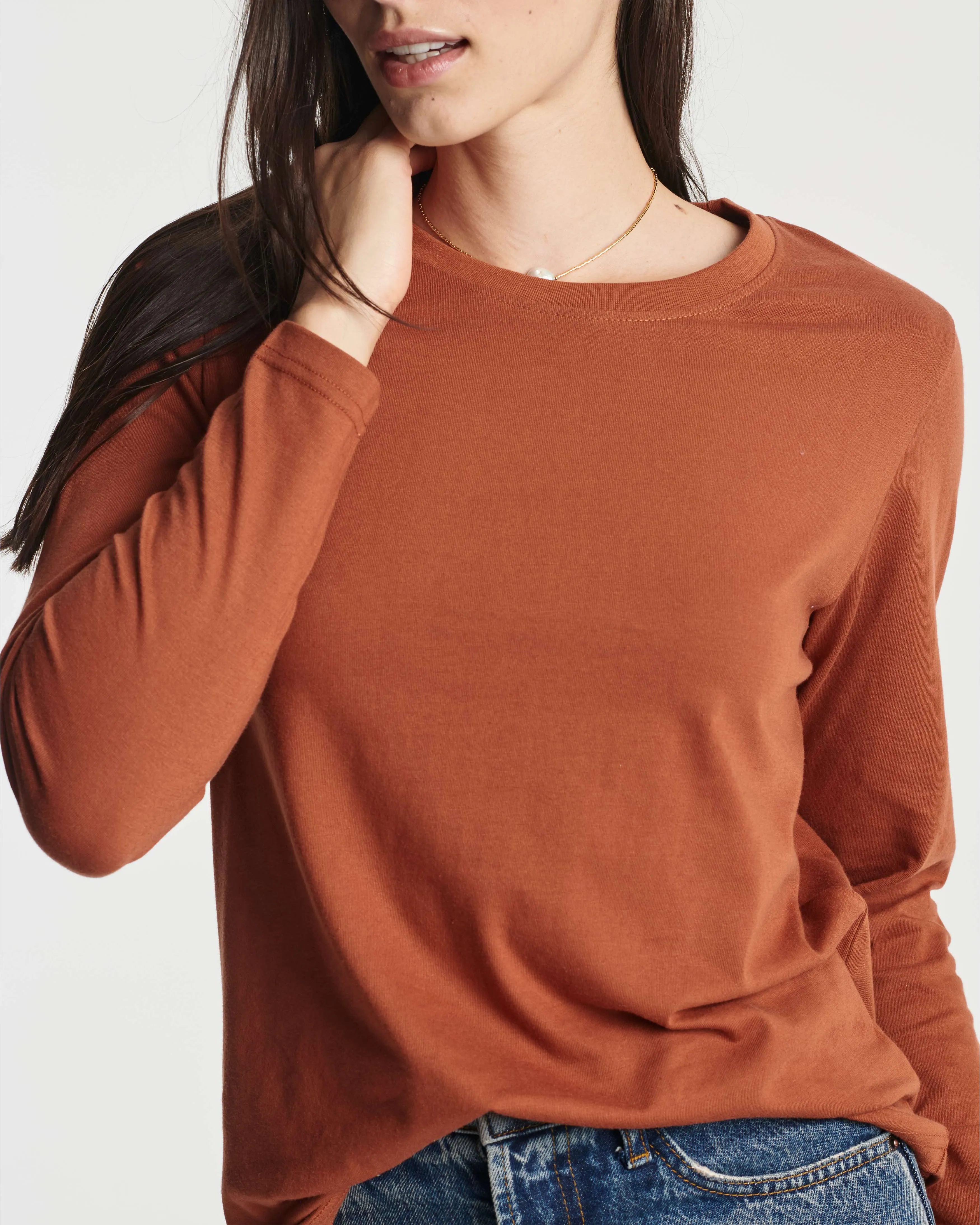 4 Pack: Women's Long-Sleeve Crewneck T-Shirt (Available in Plus Size)