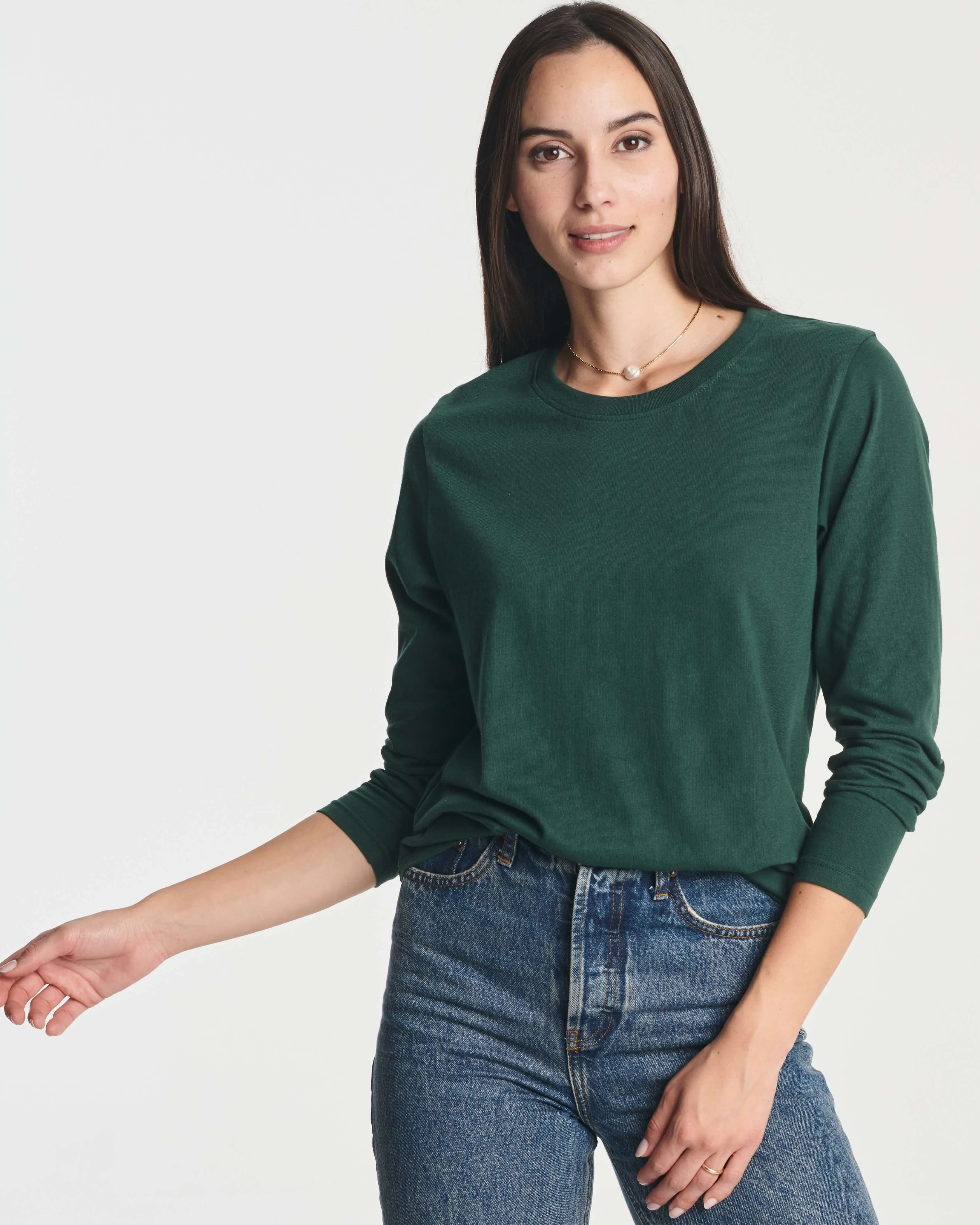 4 Pack: Women's Long-Sleeve Crewneck T-Shirt (Available in Plus Size)