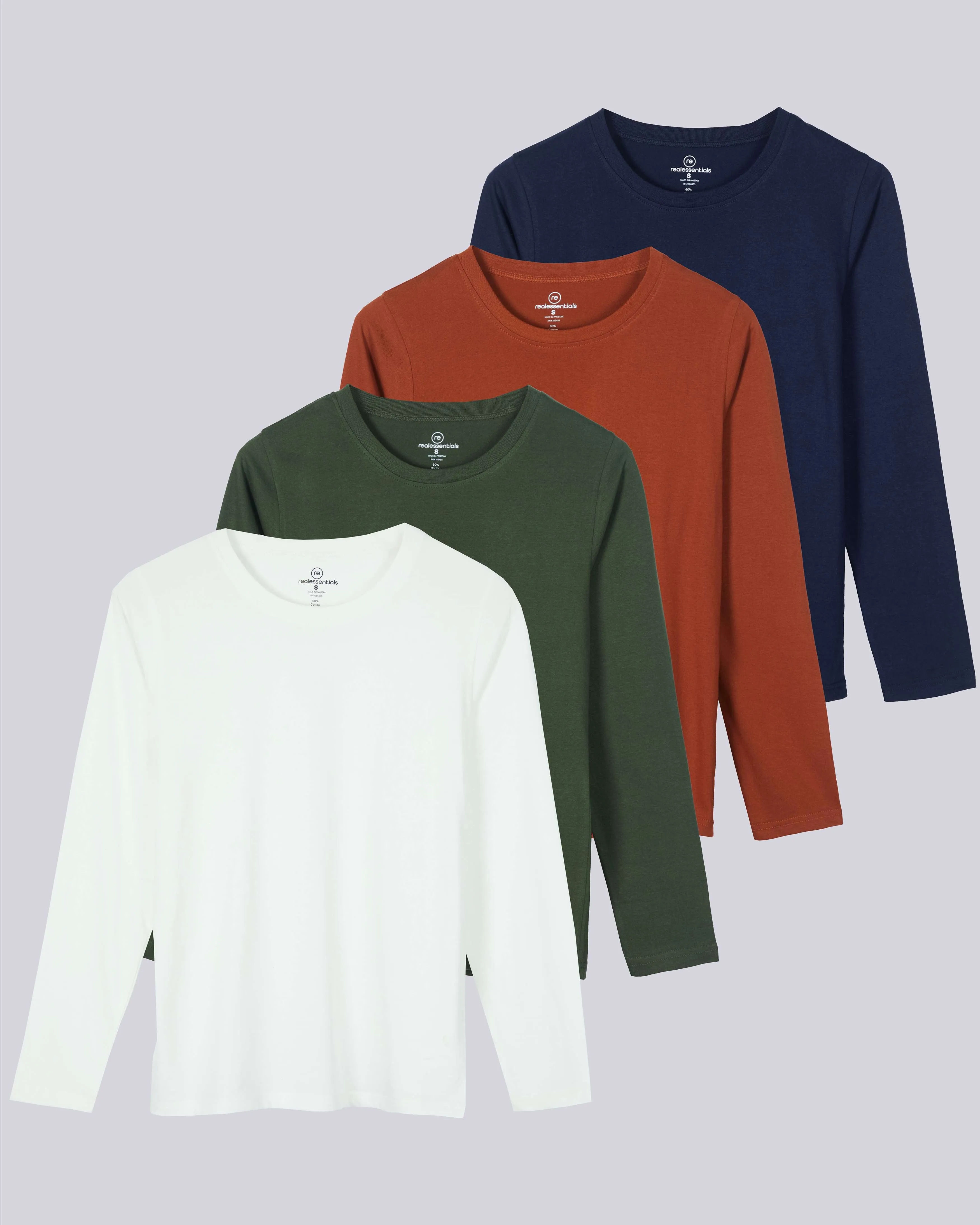 4 Pack: Women's Long-Sleeve Crewneck T-Shirt (Available in Plus Size)