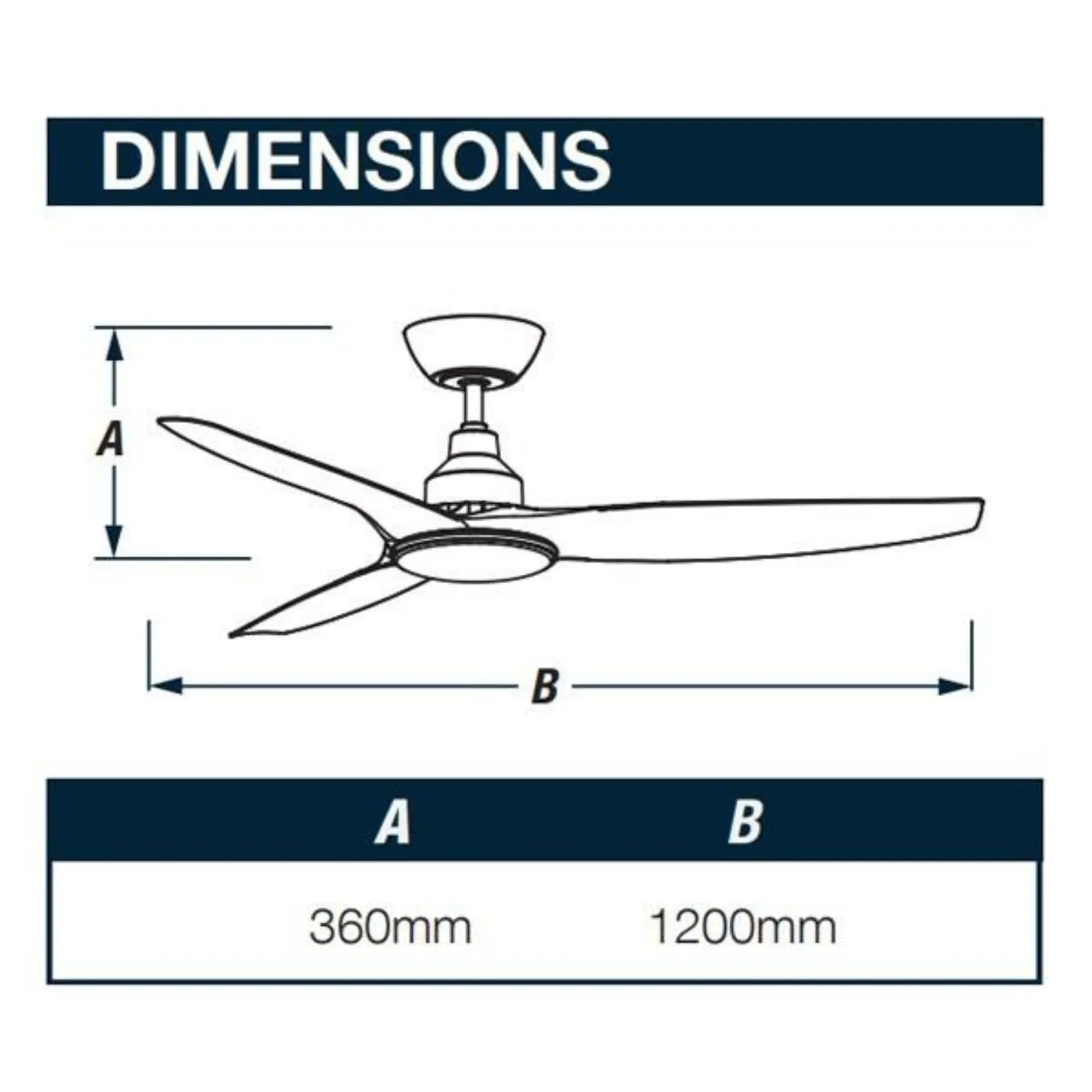 48" Skyfan DC Ceiling Fan w/ LED Light 3 Blades in Black or White SKY1203BL-L, SKY1203WH-L