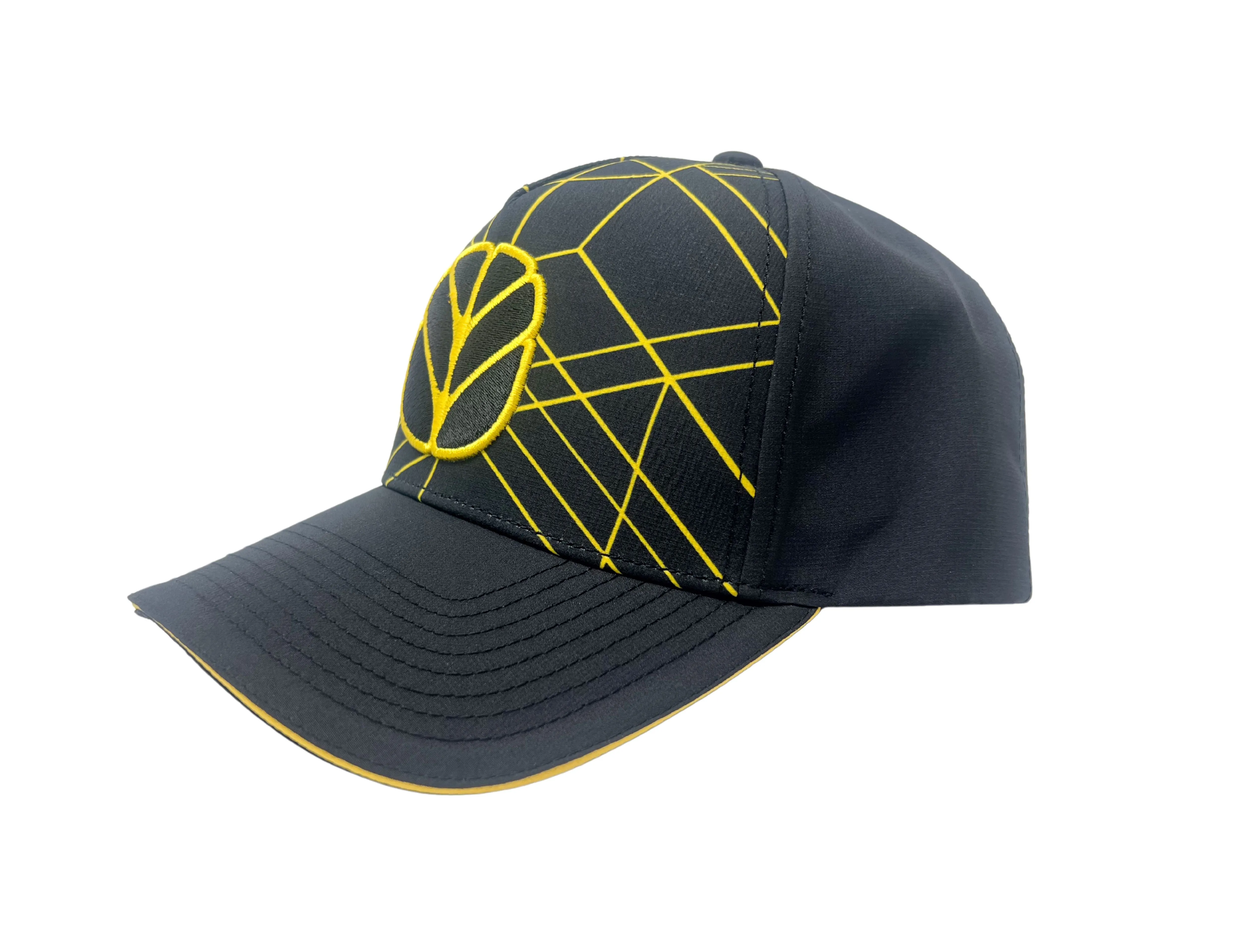 5 Panel Structured Cap, Custom Design Yellow Grid