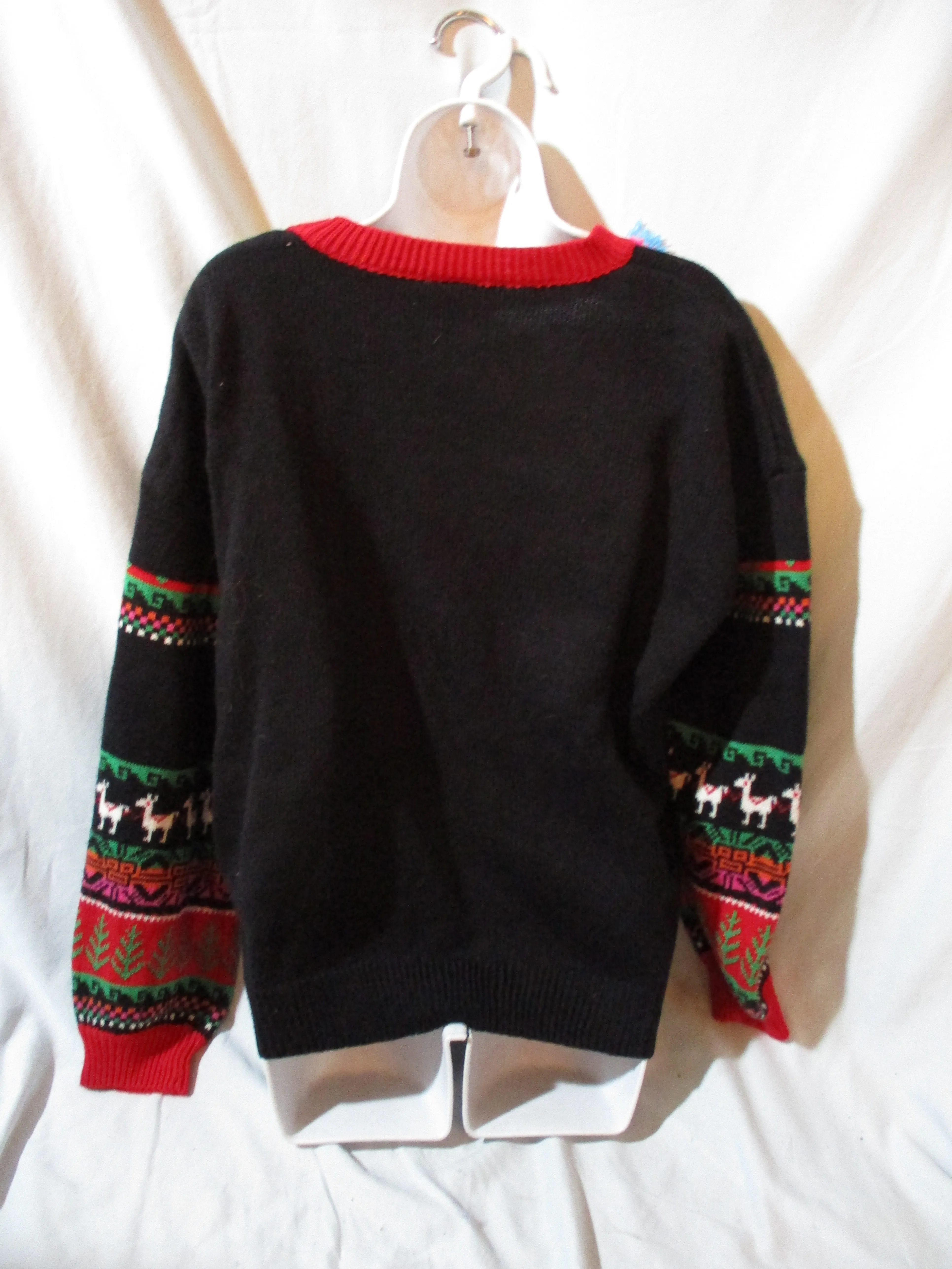 99 JANE STREET LLAMA FRINGE TASSEL Christmas Ugly Sweater Red L Humor