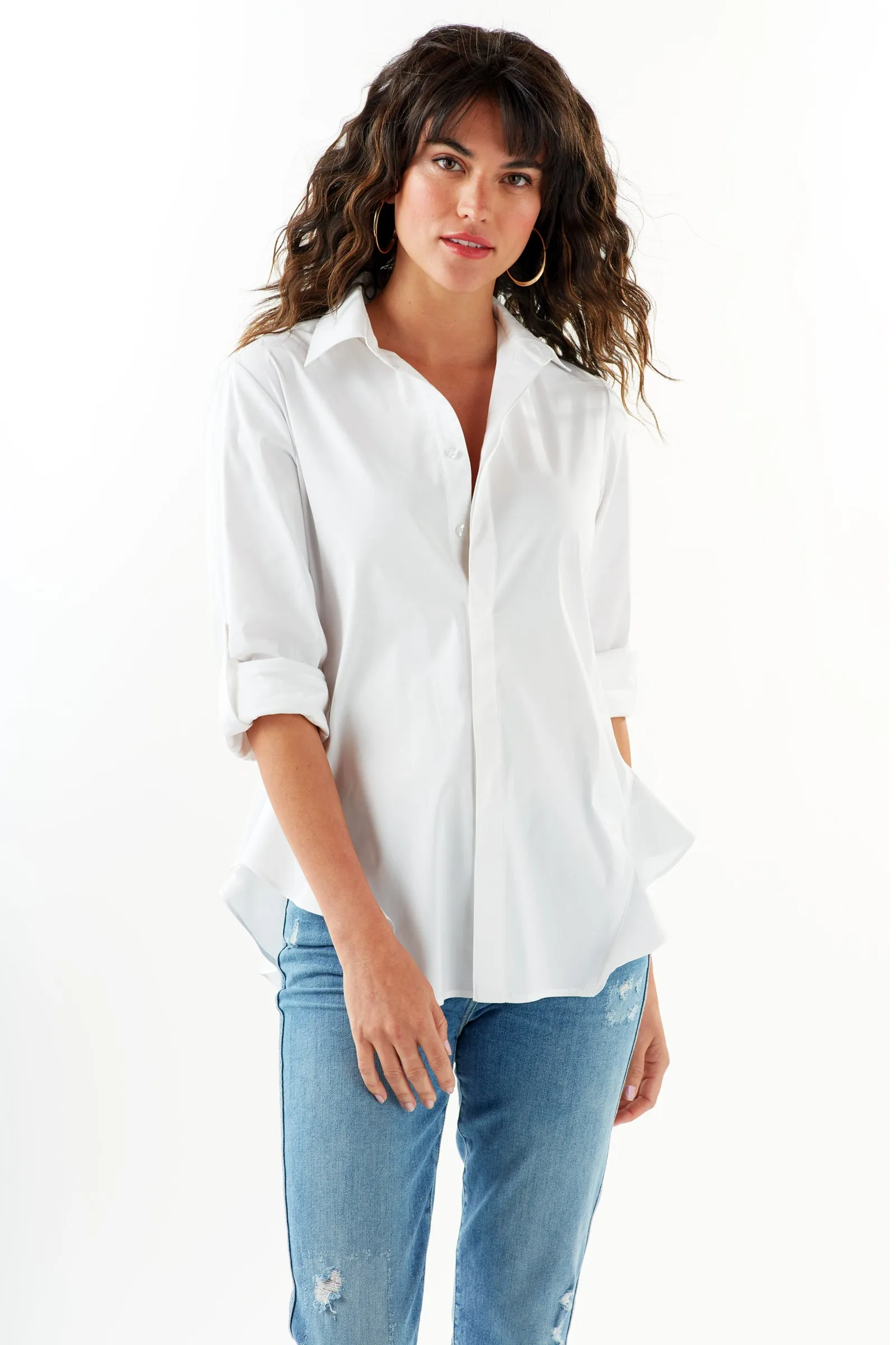 Agetha Silky Poplin White Blouse