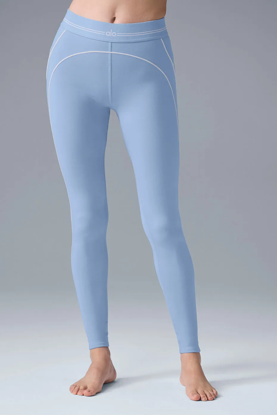 Airbrush High-Waist Heart Throb Legging - Seashell Blue/White