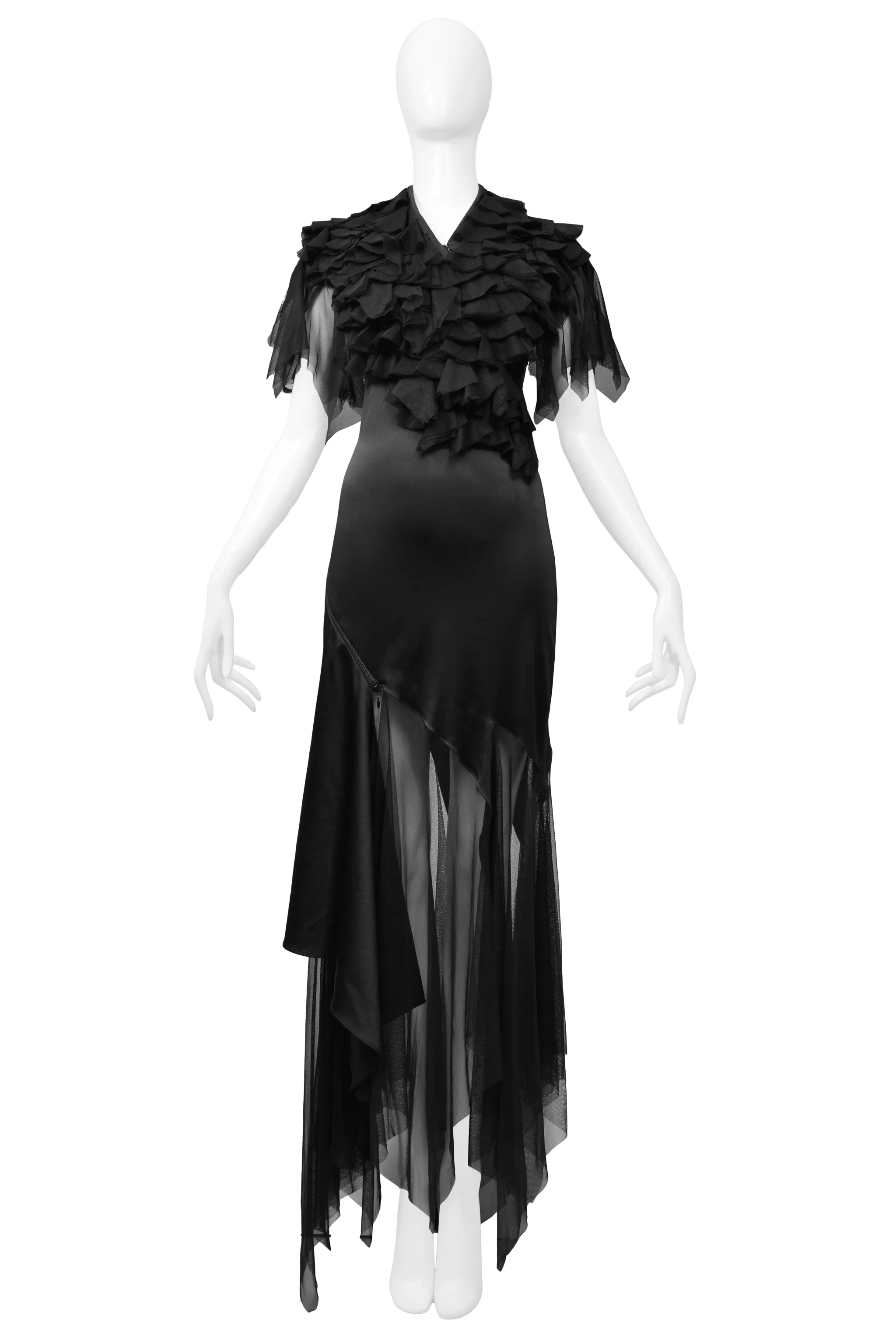 ALEXANDER MCQUEEN SATIN & MESH "WHAT A MERRY-GO-ROUND" GOWN 2001