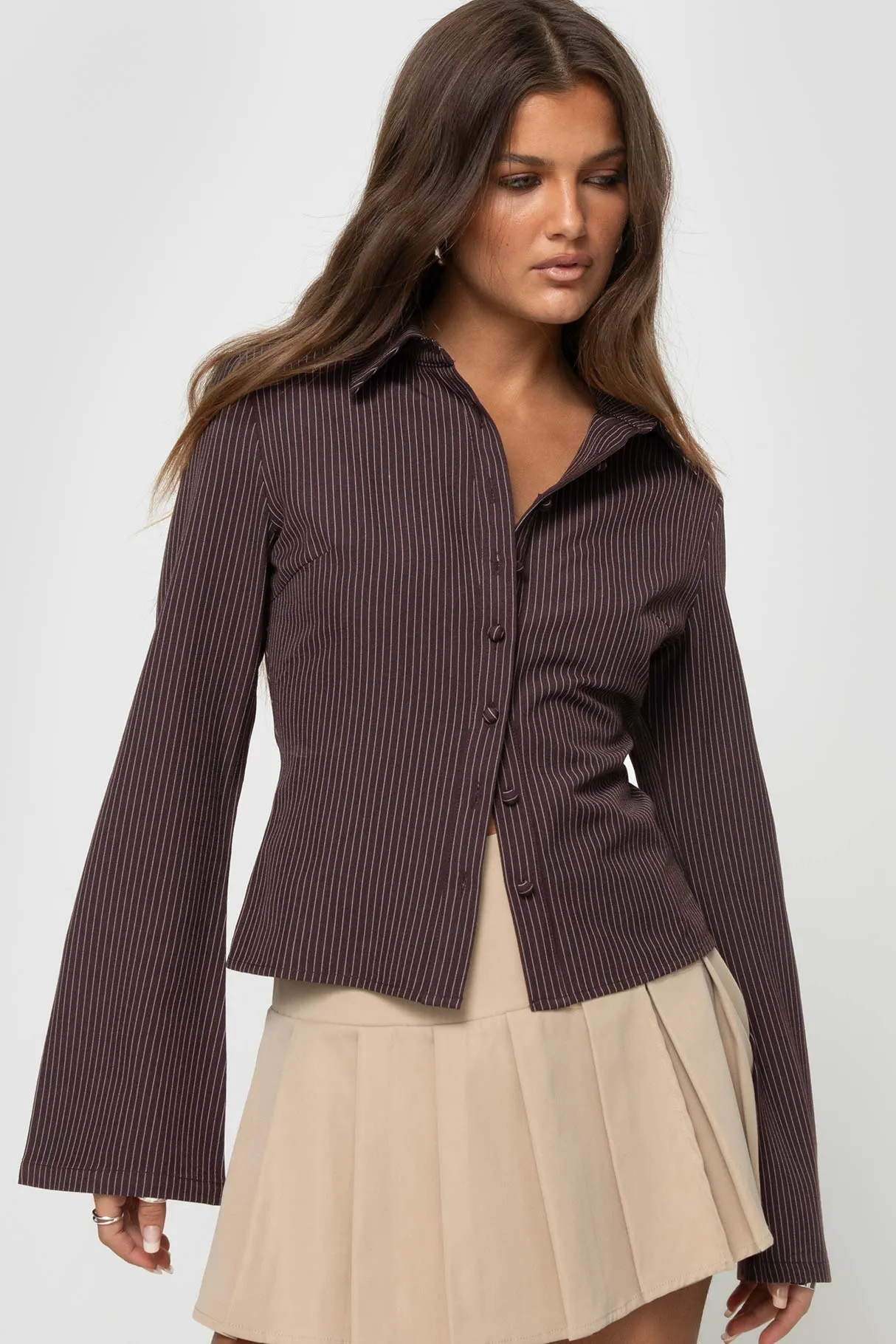 Anni Pinstripe Shirt Brown