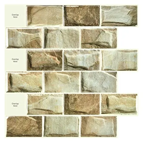 Art3d 10-Sheet Peel and Stick Subway Backsplash, 12 in. x 12in. Stone Design