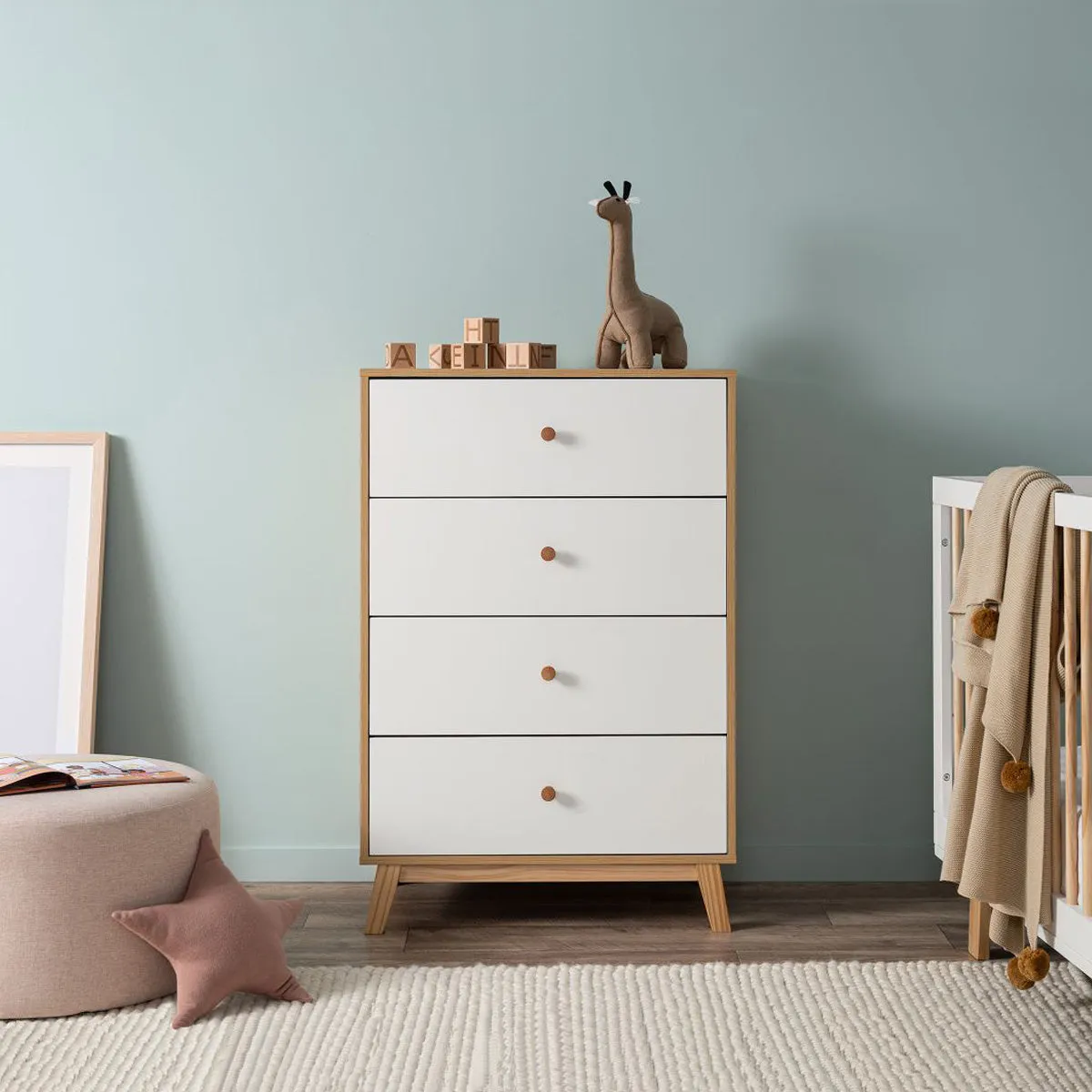 Aspen Four Drawer - White/Natural