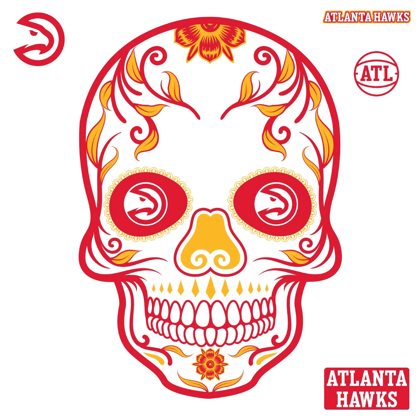 Atlanta Hawks: Skull - Officially Licensed NBA Removable Adhesive Decal