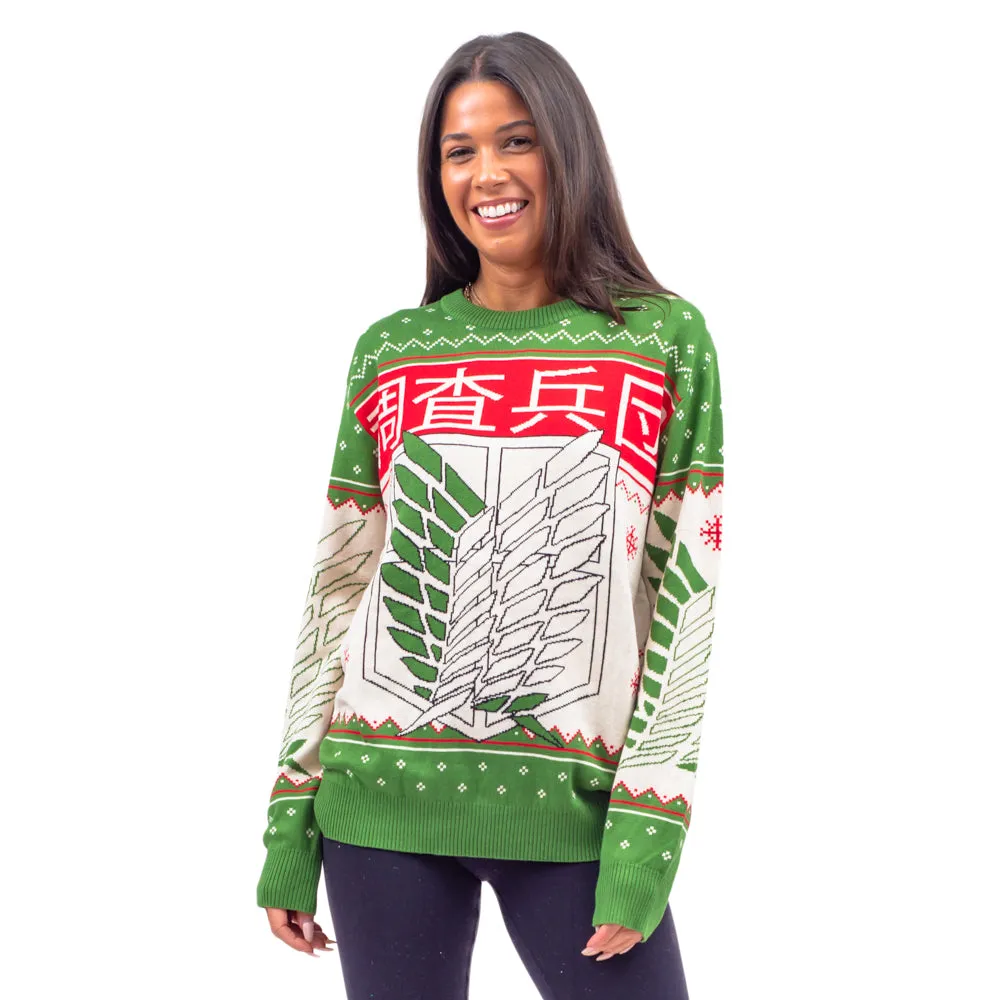 Attack on Titan 4 Kanji and Swords Ugly Christmas Sweater