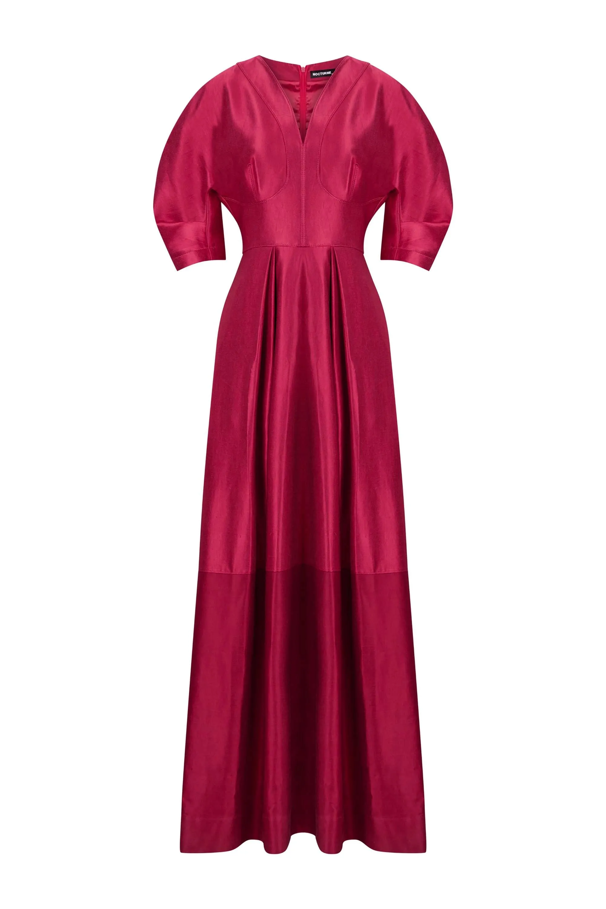 Balloon Sleeve Satin Midi Dress (Final Sale)