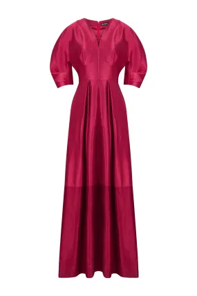 Balloon Sleeve Satin Midi Dress (Final Sale)