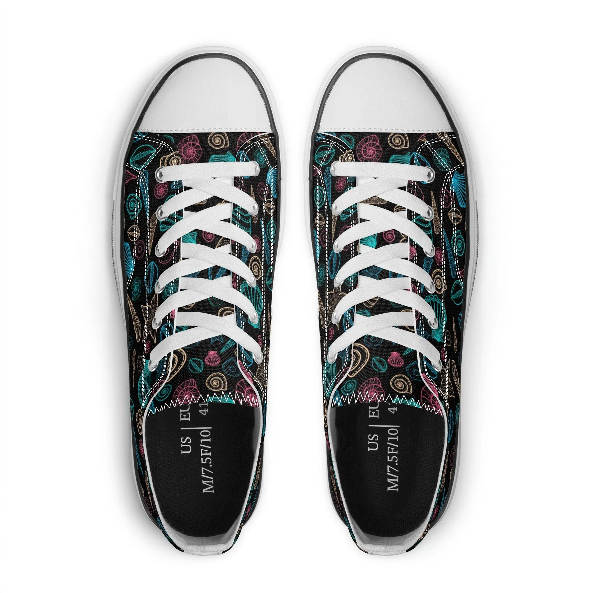 Beach & Seashells Pattern - Womens Classic Low Top Canvas Shoes for Footwear Lovers