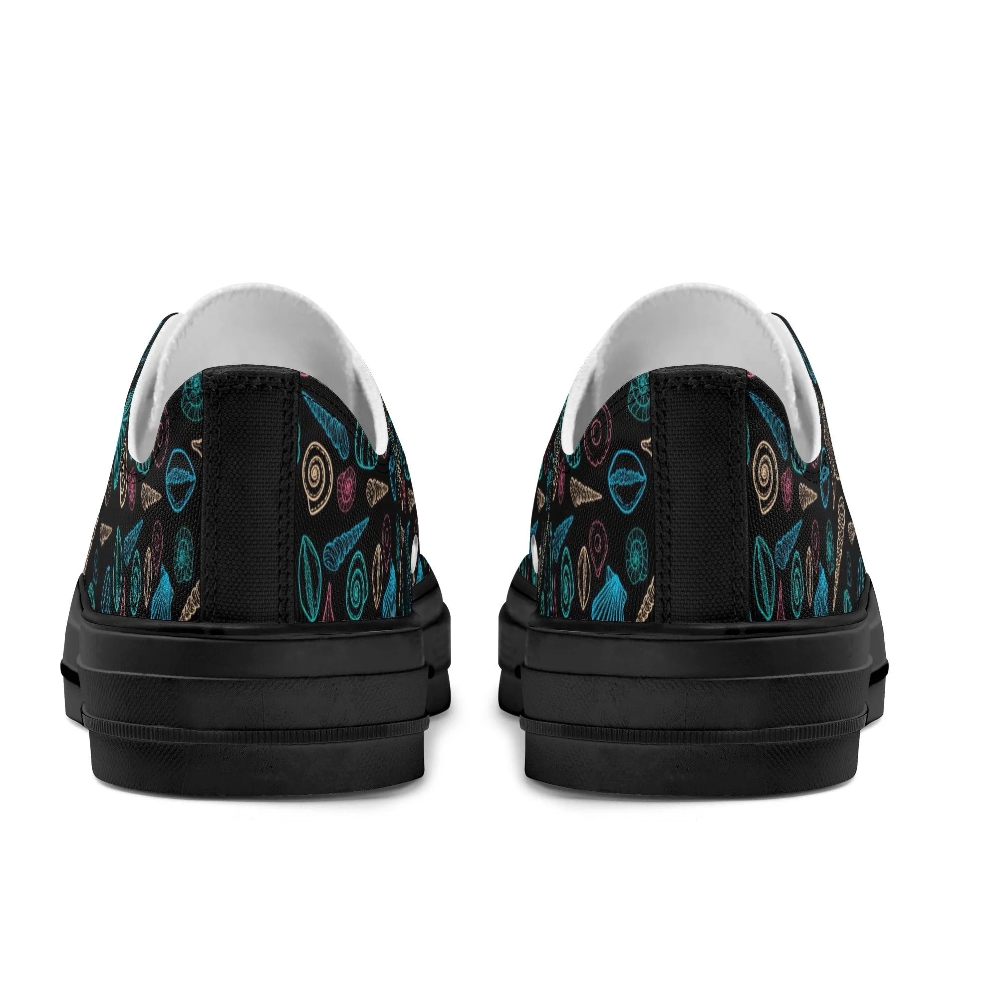 Beach & Seashells Pattern - Womens Classic Low Top Canvas Shoes for Footwear Lovers