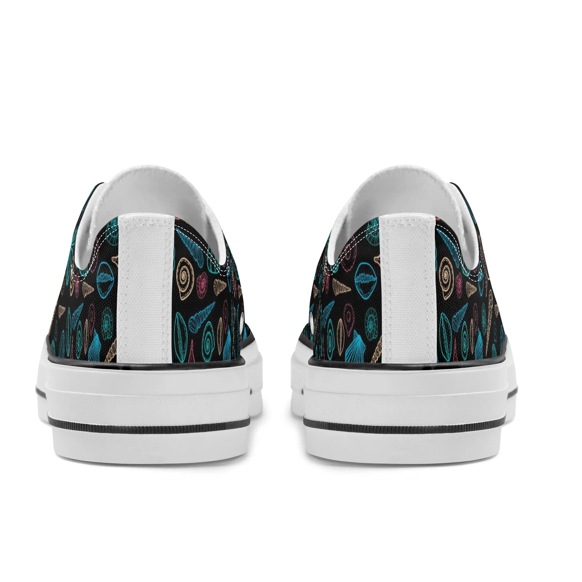 Beach & Seashells Pattern - Womens Classic Low Top Canvas Shoes for Footwear Lovers