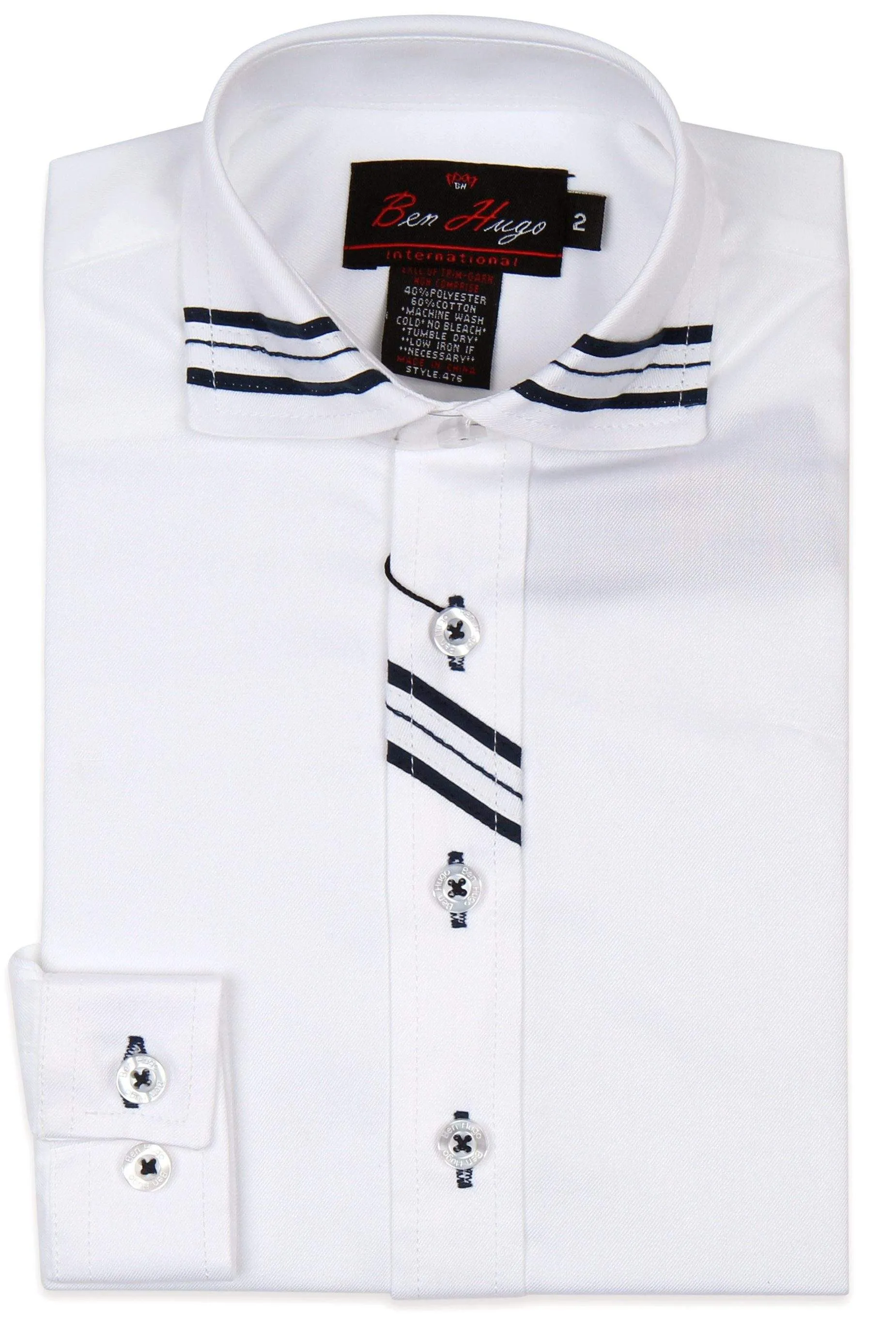 Ben Hugo Boys White Shirt With Trim Style: 476