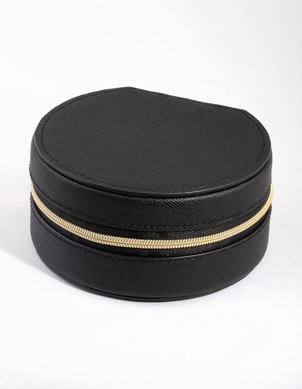 Black Faux Leather Mirror Travel Jewellery Box