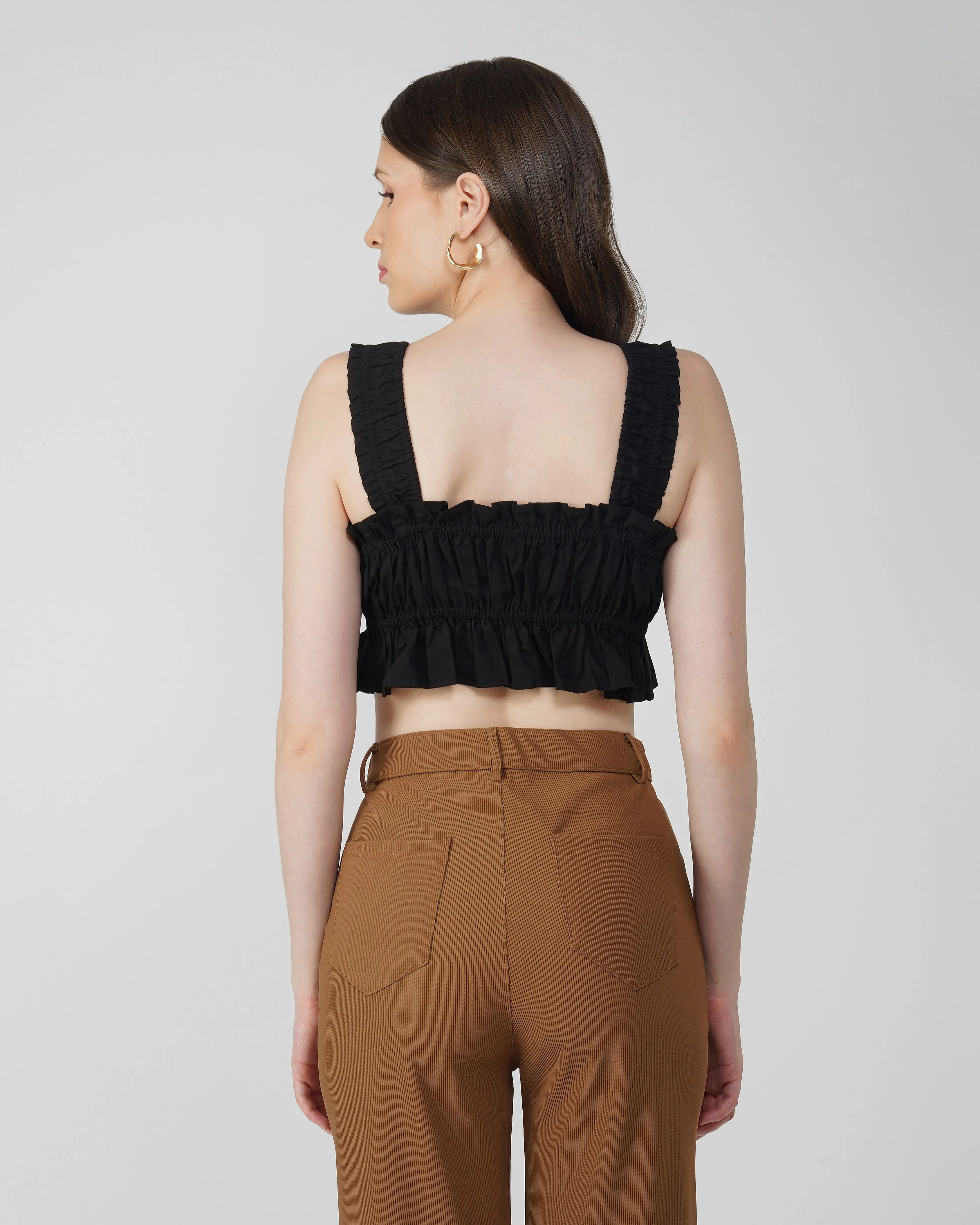 BLACK RUCHED CROP TOP