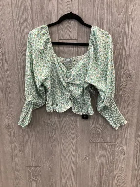 Blouse Long Sleeve By Clothes Mentor In Green, Size: M