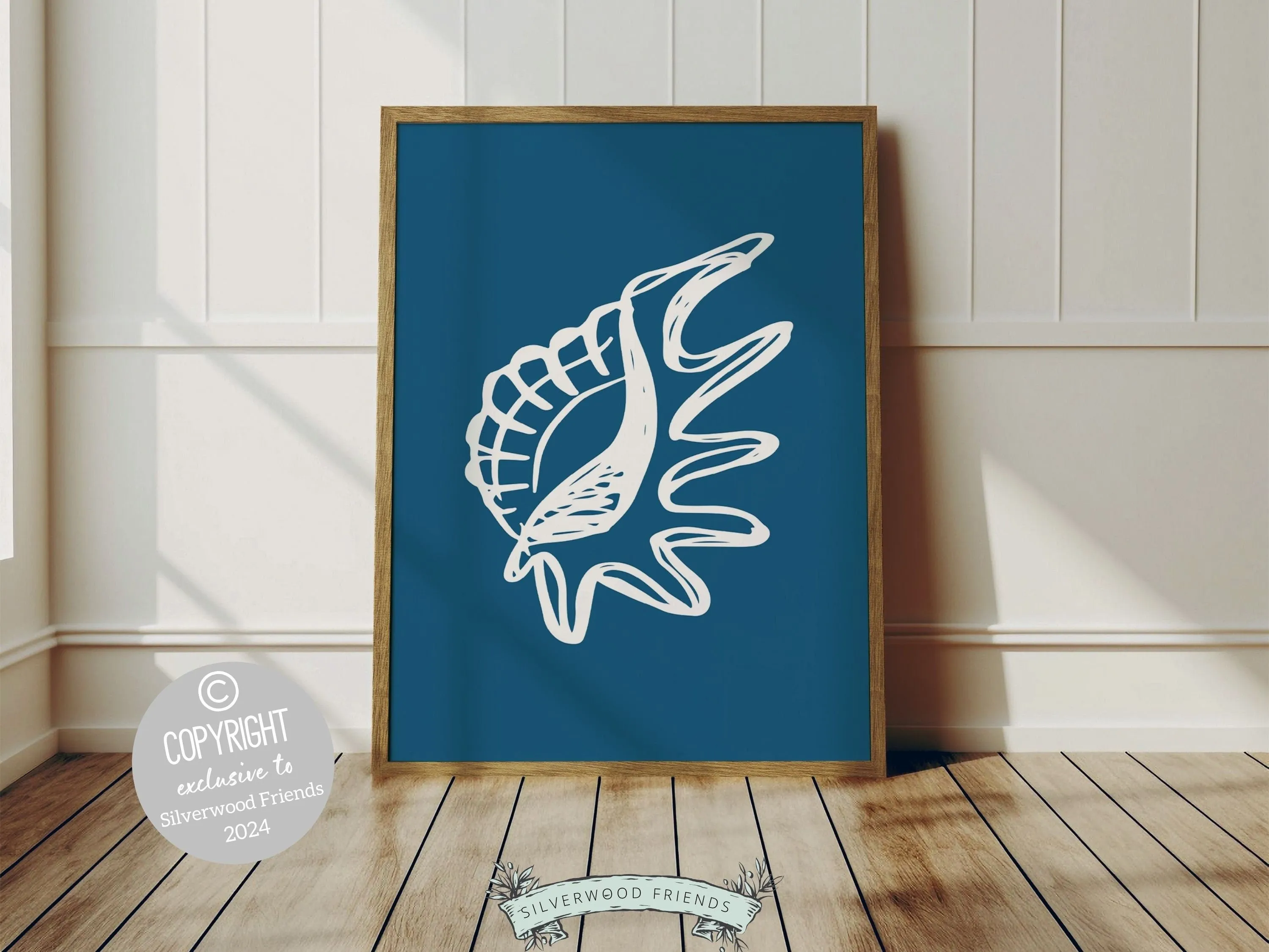 Blue Seashell Prints - Set of 6