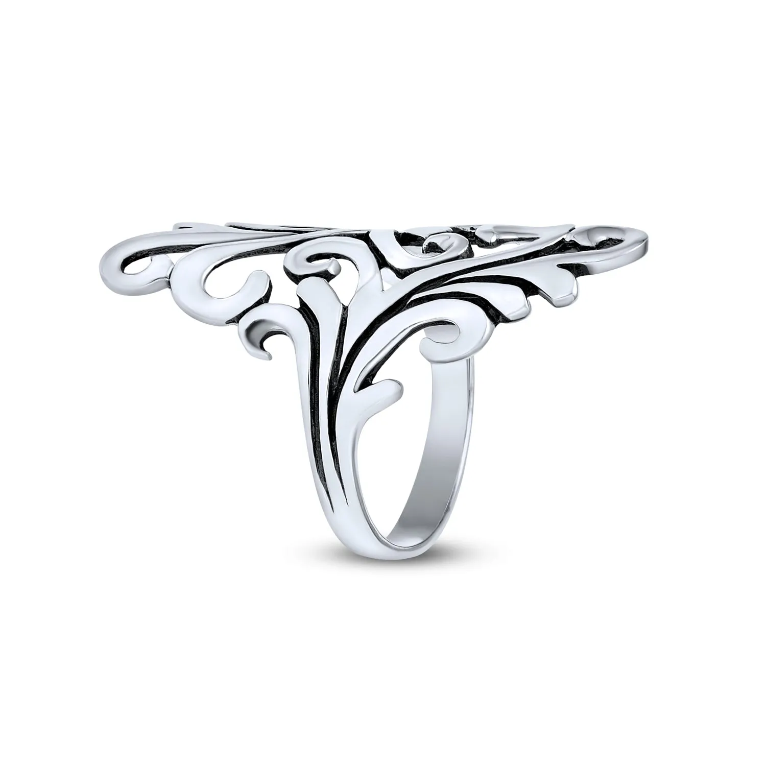 Boho .925 Sterling Silver Modern Art Unique Armor Full Finger Ring