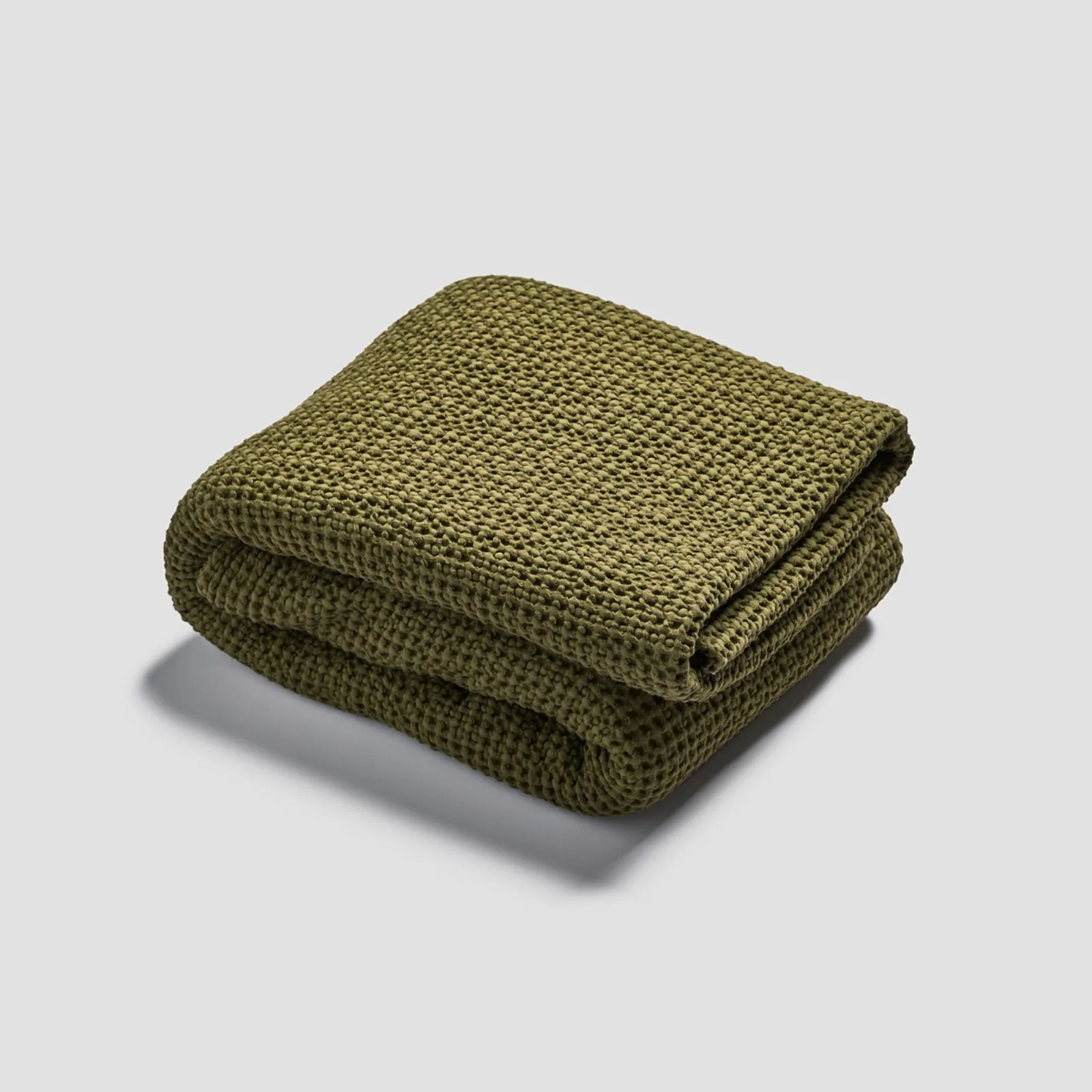 Botanical Green Waffle Cotton Throw