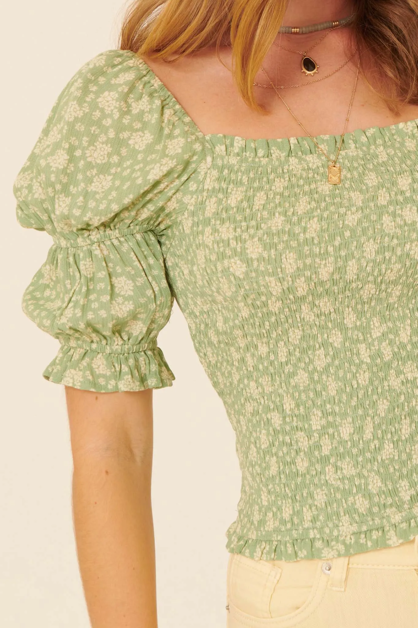 Bouquet in Bloom Smocked Floral Peasant Top