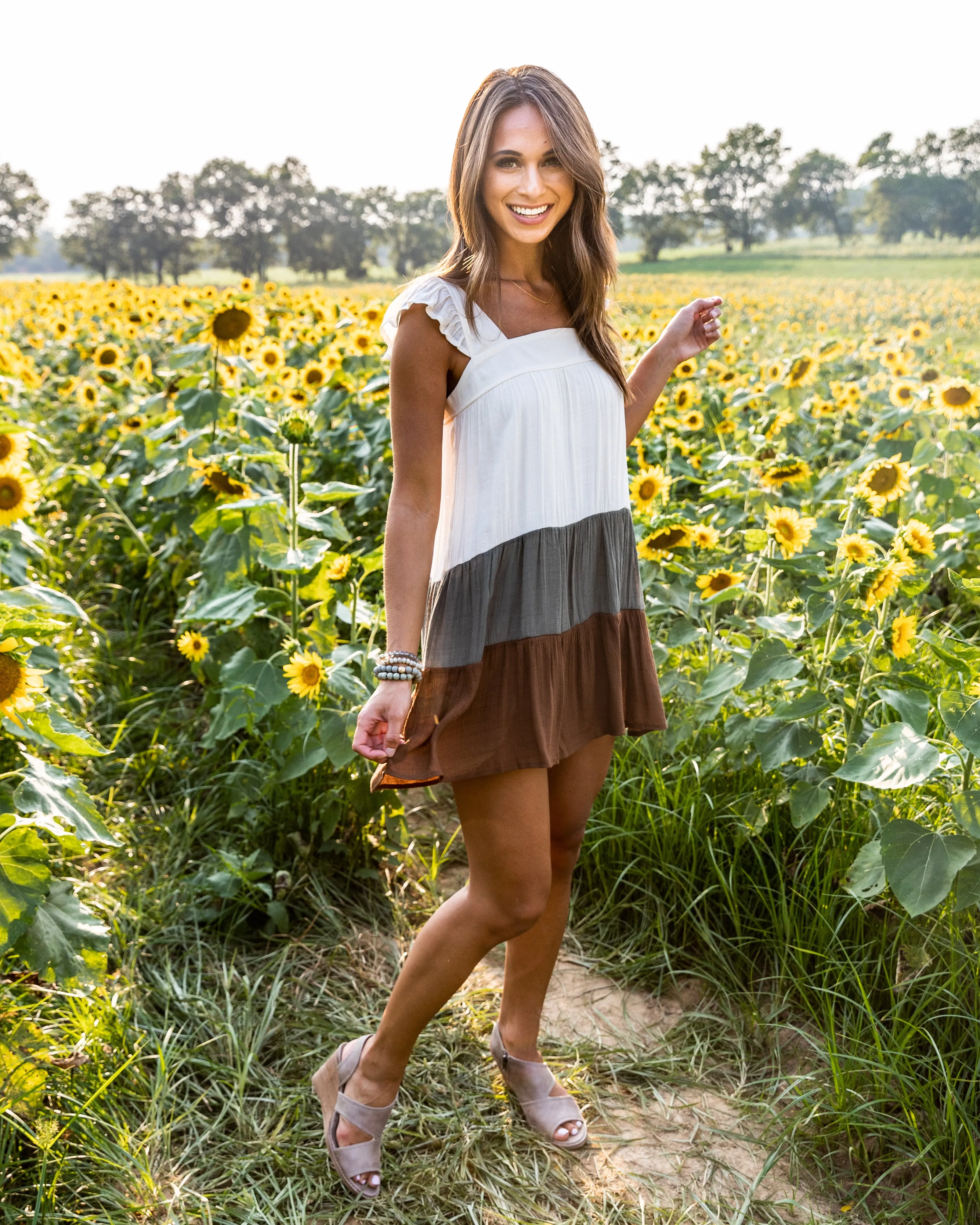 Bridget Color Block Ruffle Dress