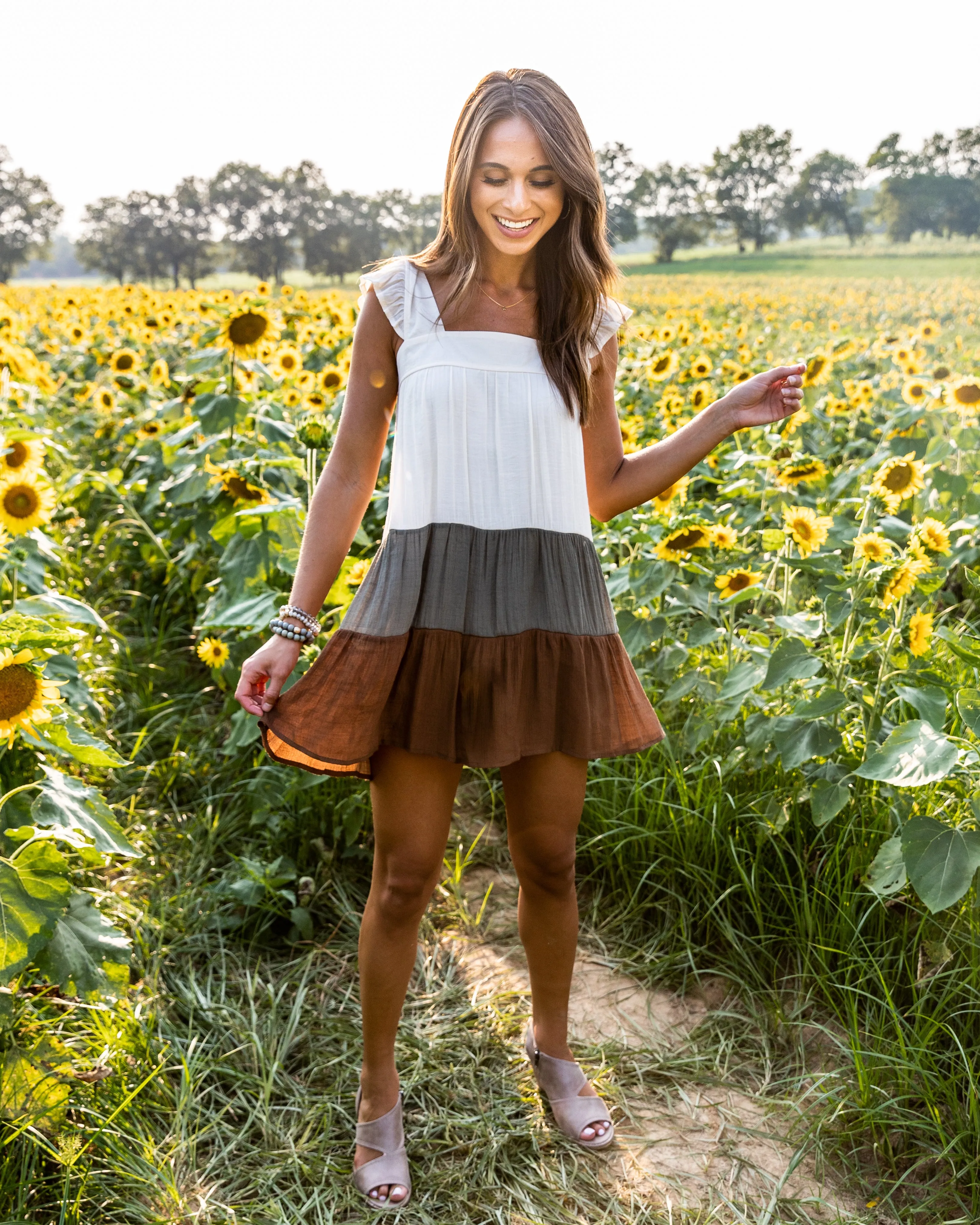 Bridget Color Block Ruffle Dress