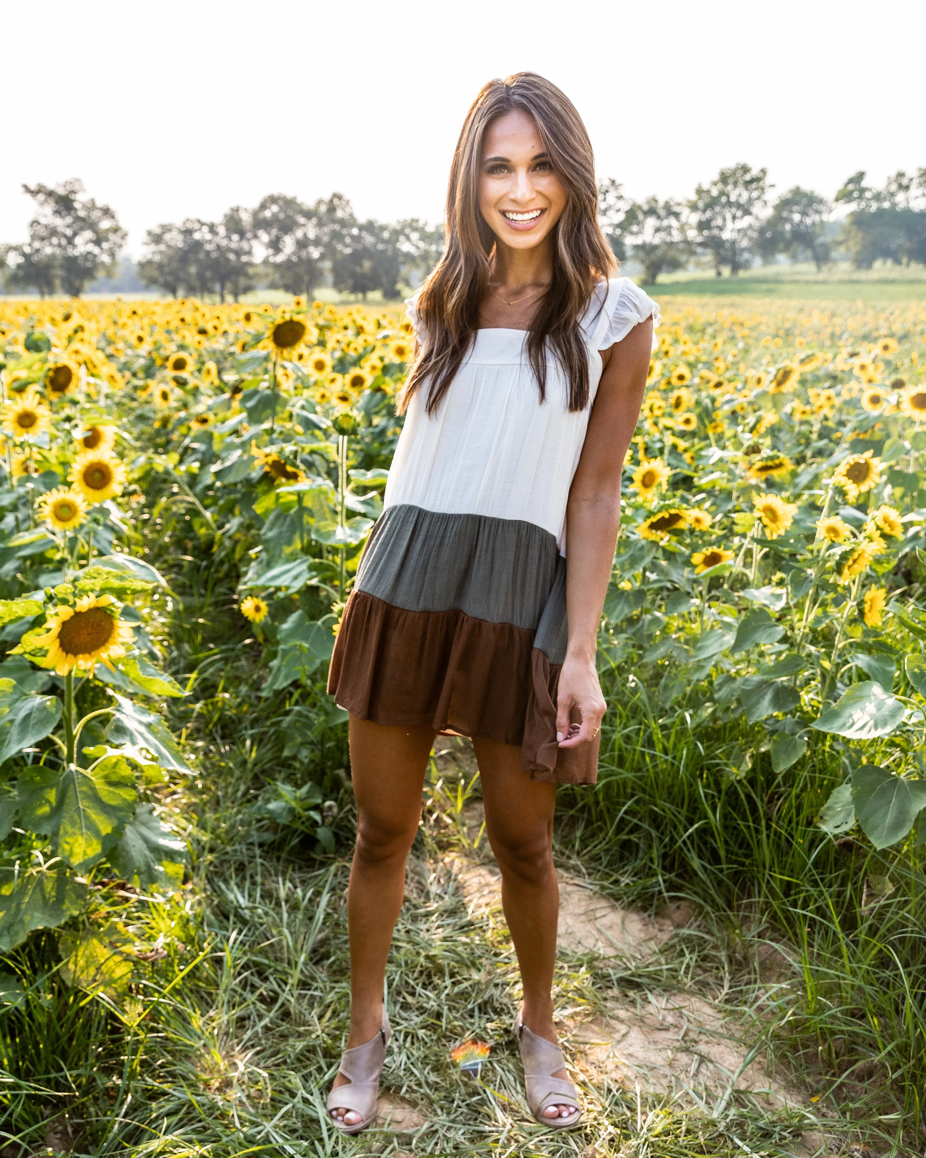 Bridget Color Block Ruffle Dress