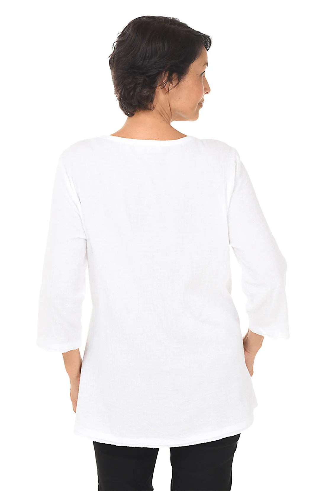 Bubble Gauze Angled Pocket Blouse