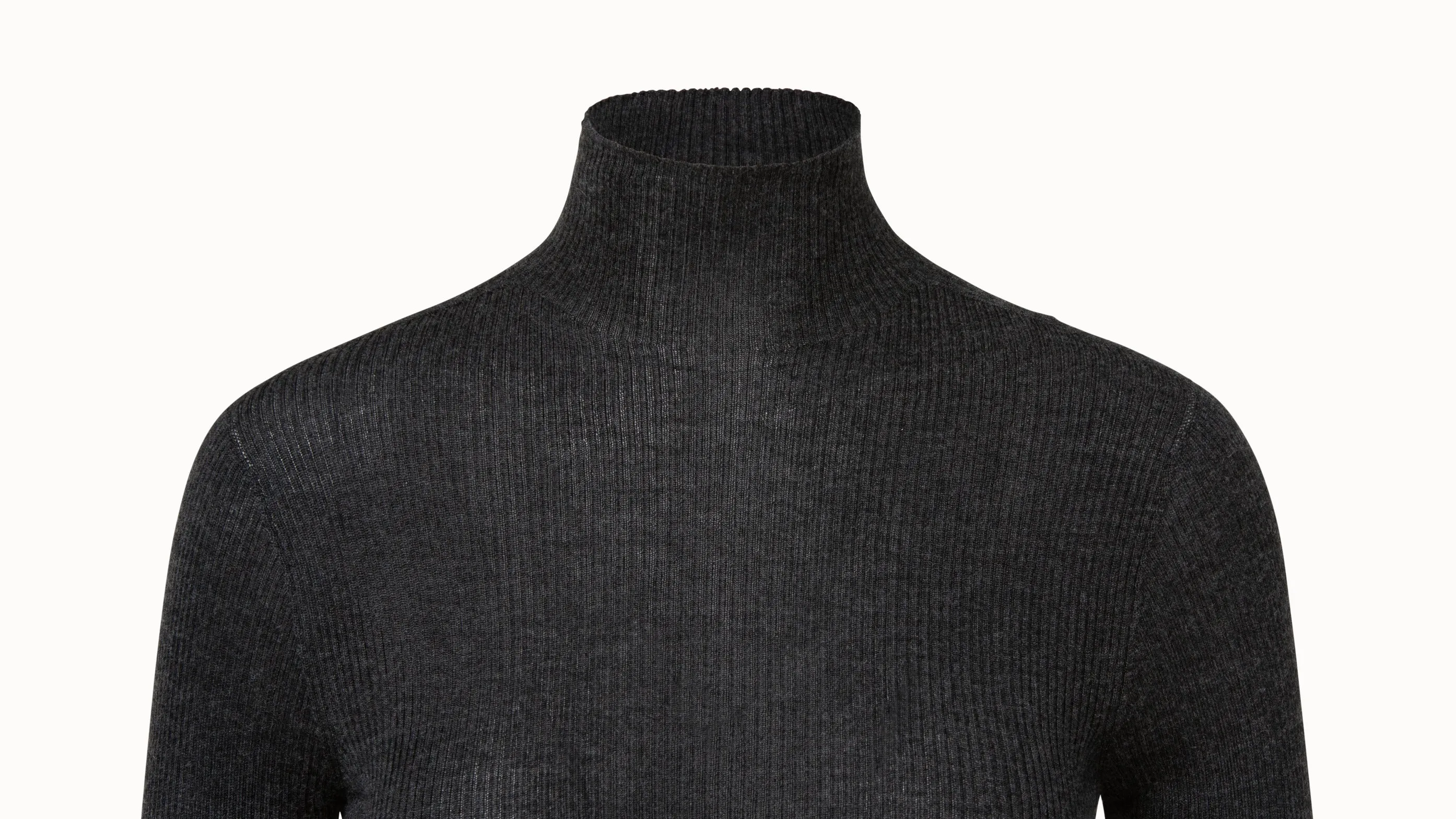 Cashmere Silk Fine Rib Mockneck