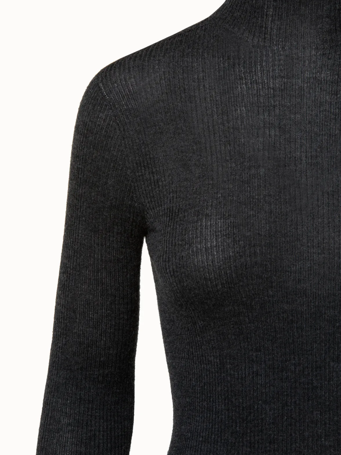 Cashmere Silk Fine Rib Mockneck