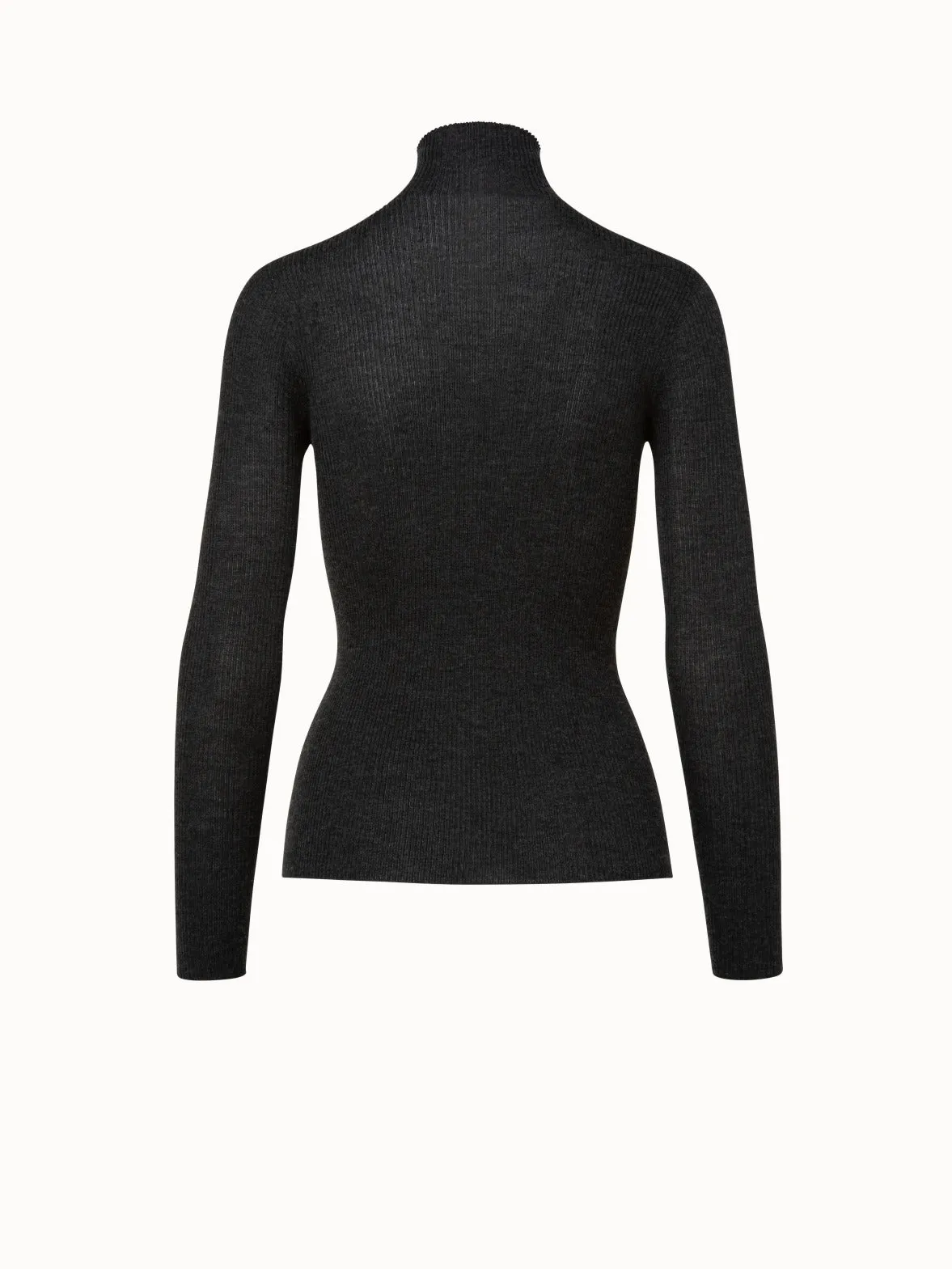 Cashmere Silk Fine Rib Mockneck